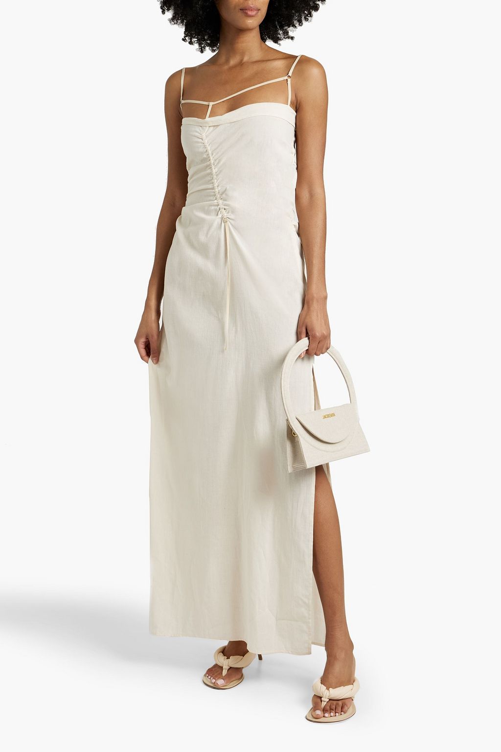 JACQUEMUS Gaua ruched cotton-gauze maxi dress