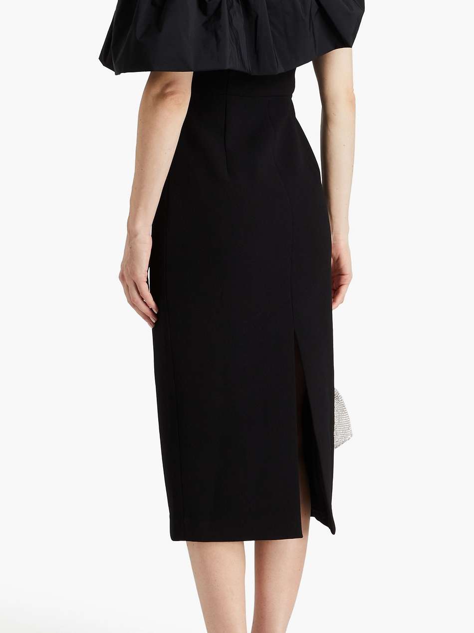 after hours one-shoulder taffeta-paneled crepe midi dress