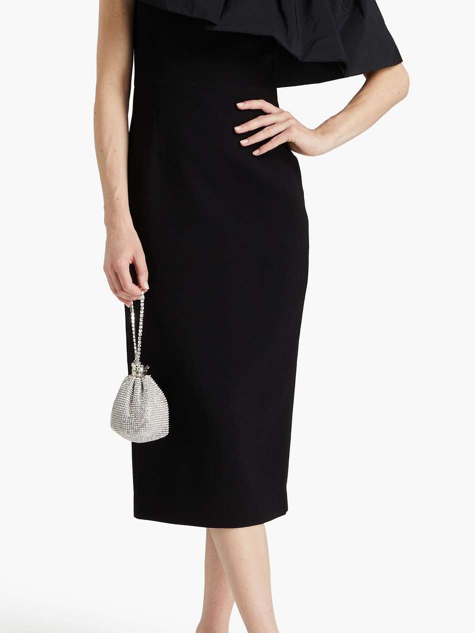 after hours one-shoulder taffeta-paneled crepe midi dress