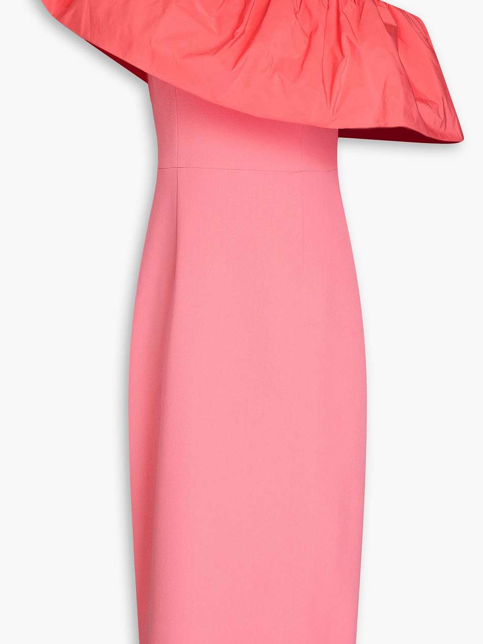brittany one-shoulder taffeta-paneled crepe midi dress