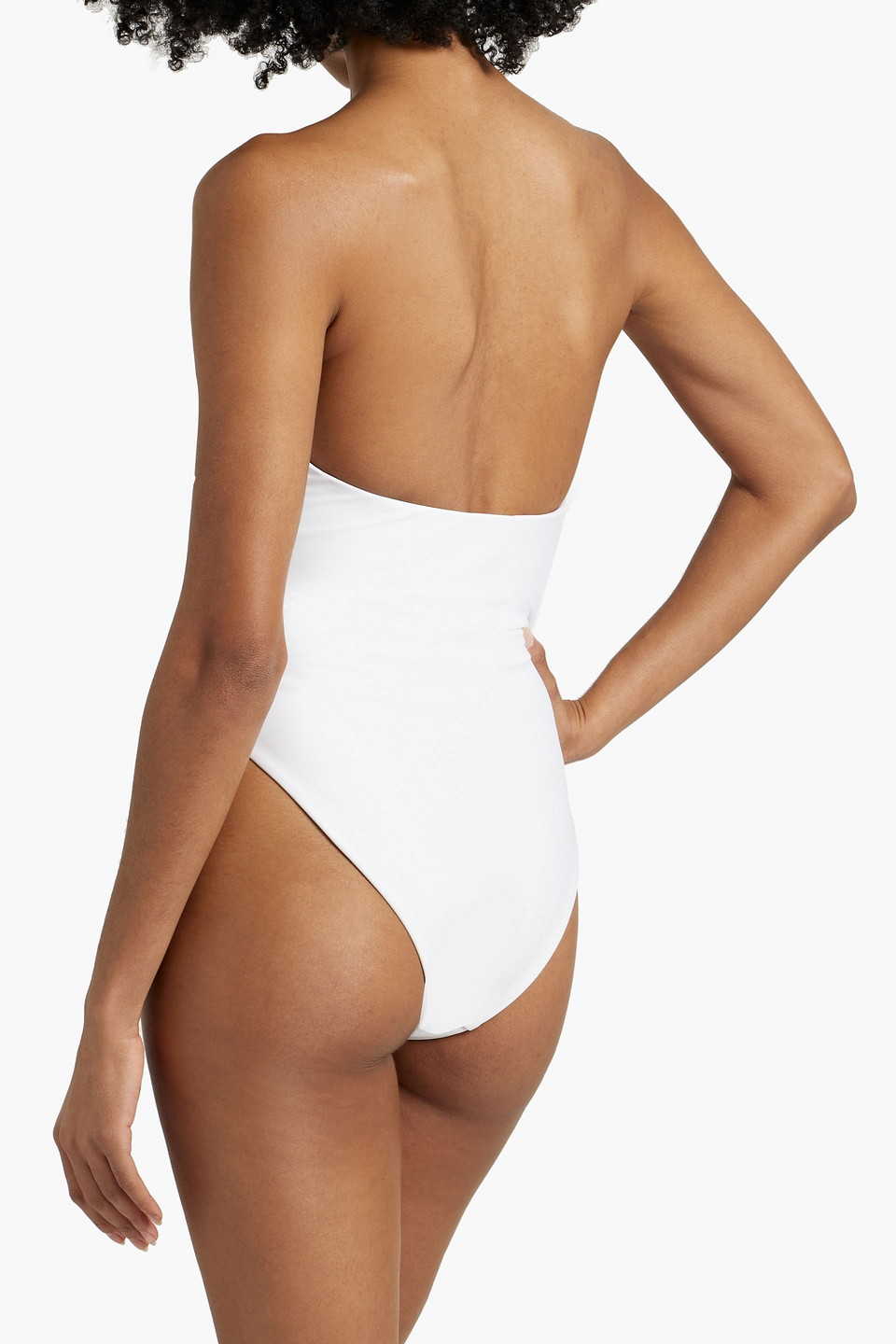 Shop Rosetta Getty Twisted Bandeau Swimsuit In Weiss