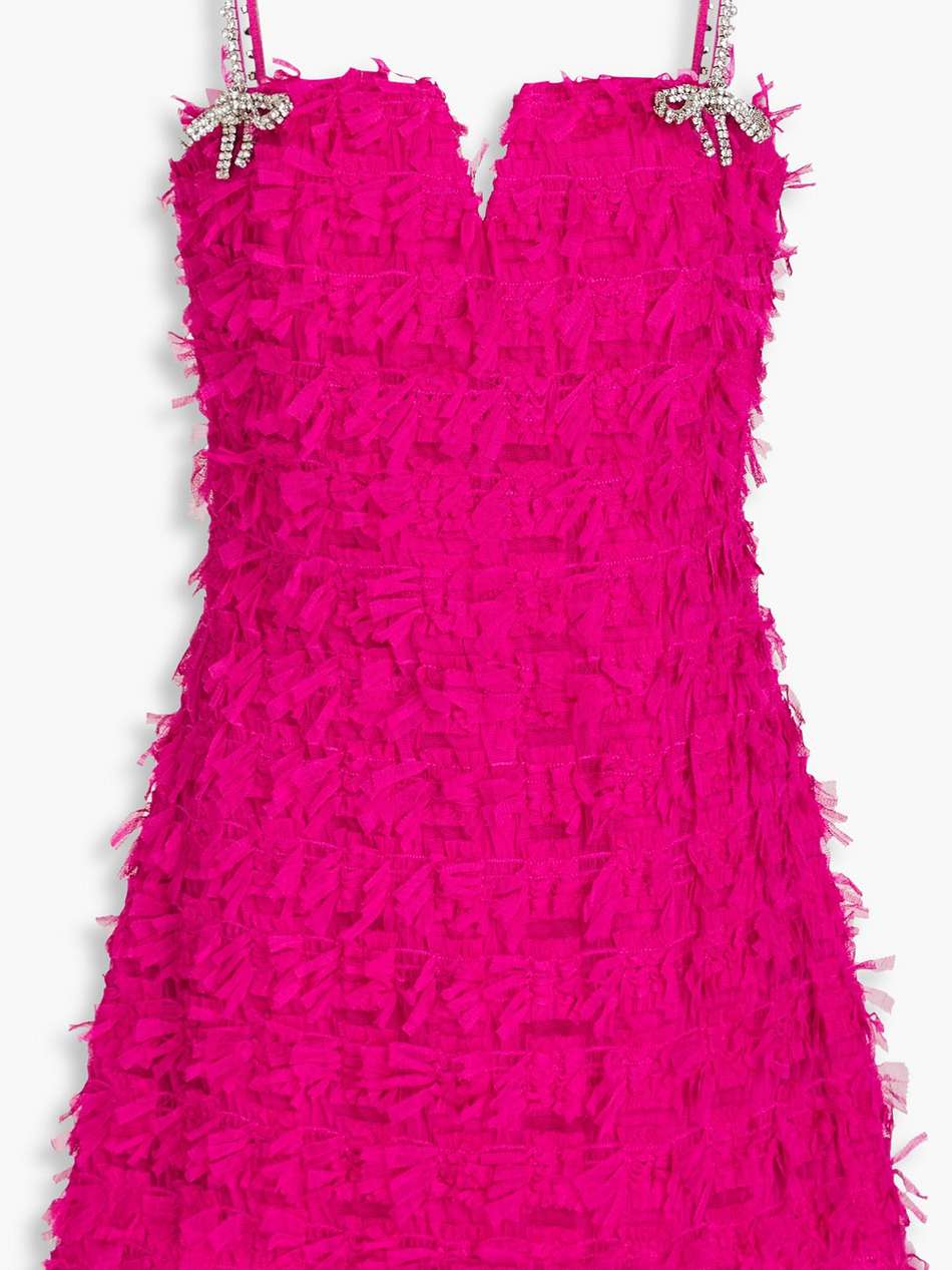 cherie amour fringed tulle mini dress