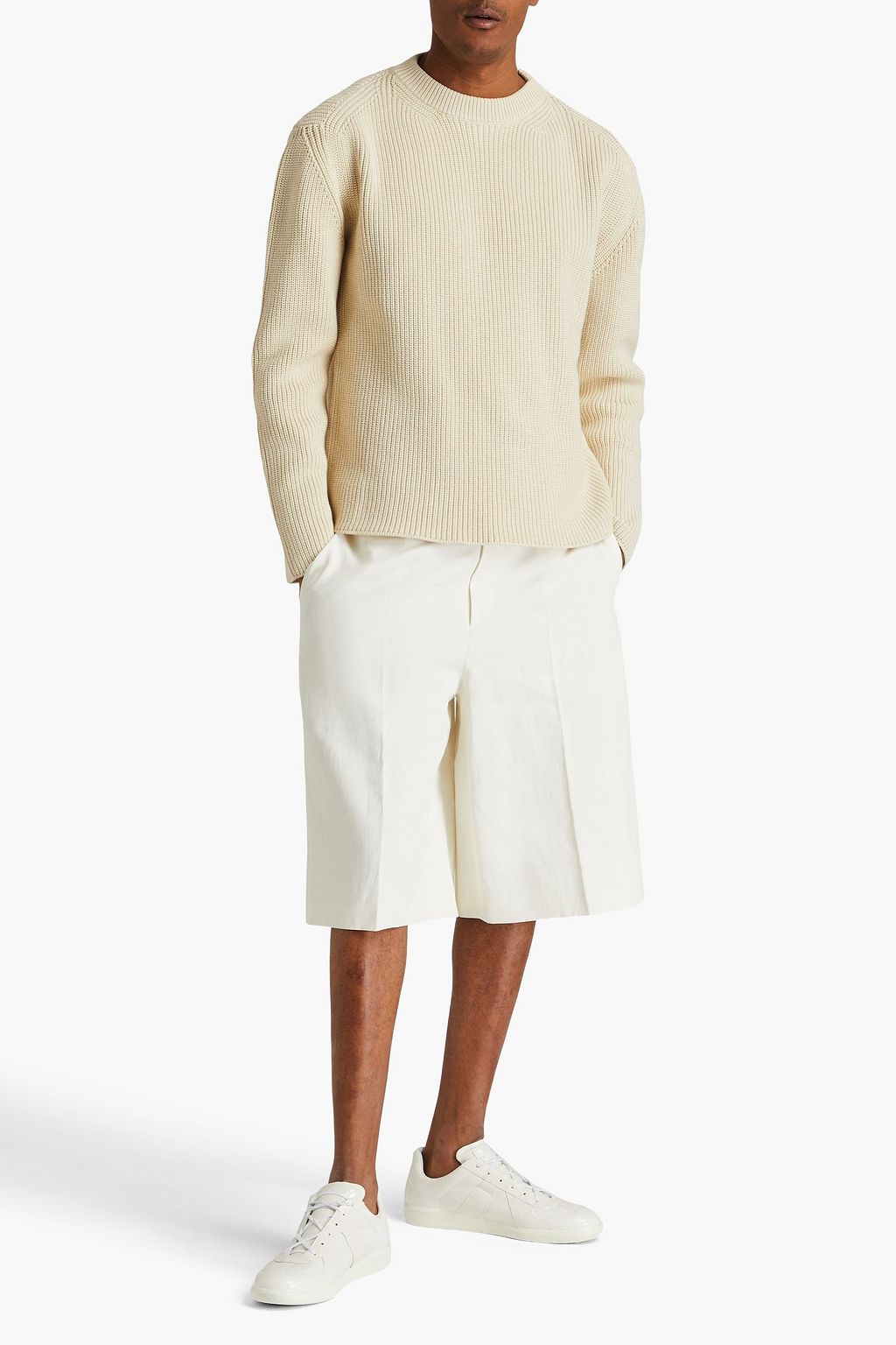 JIL SANDER Wrap-effect ribbed cotton sweater