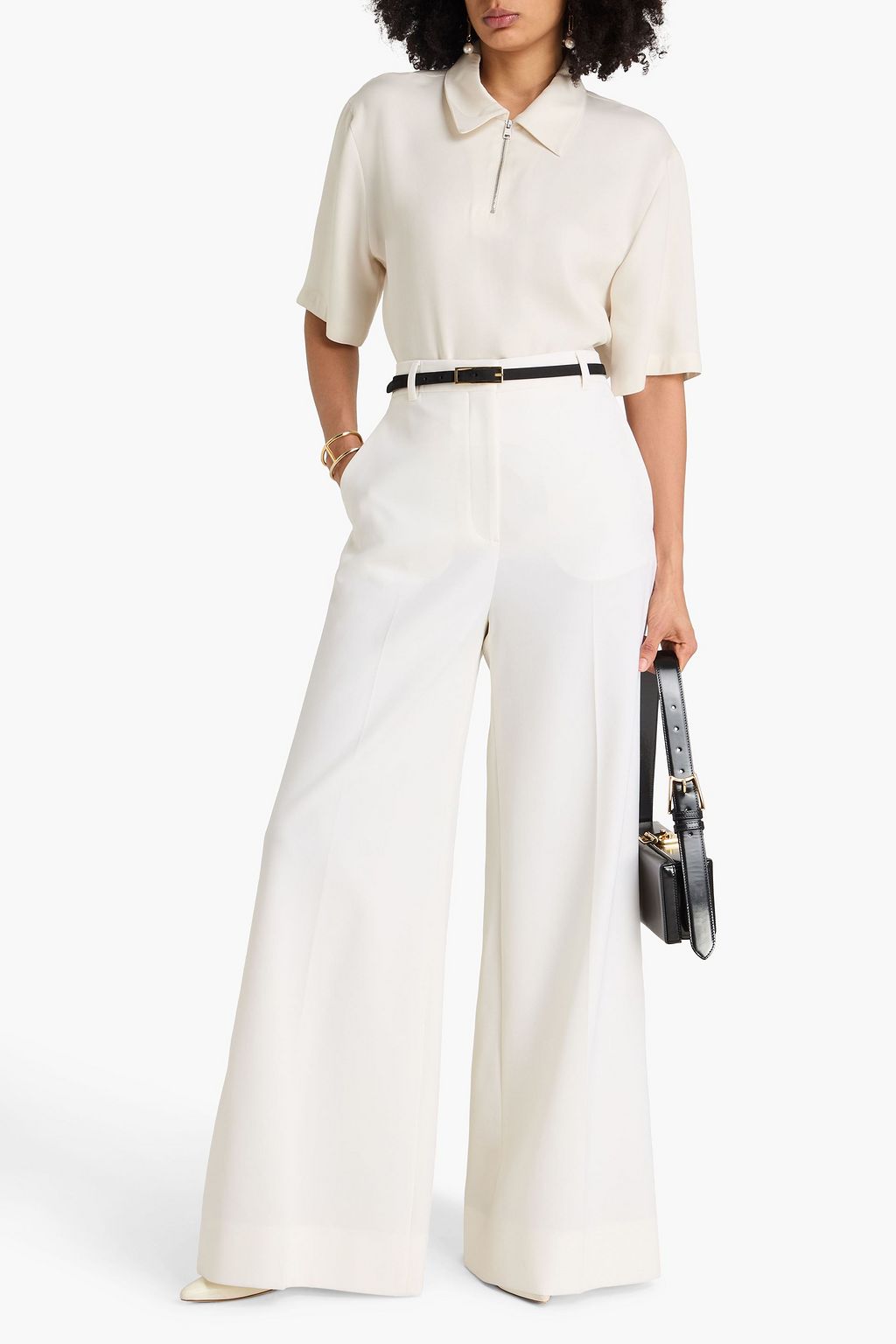 STELLA MCCARTNEY Pleated wool-blend twill wide-leg pants