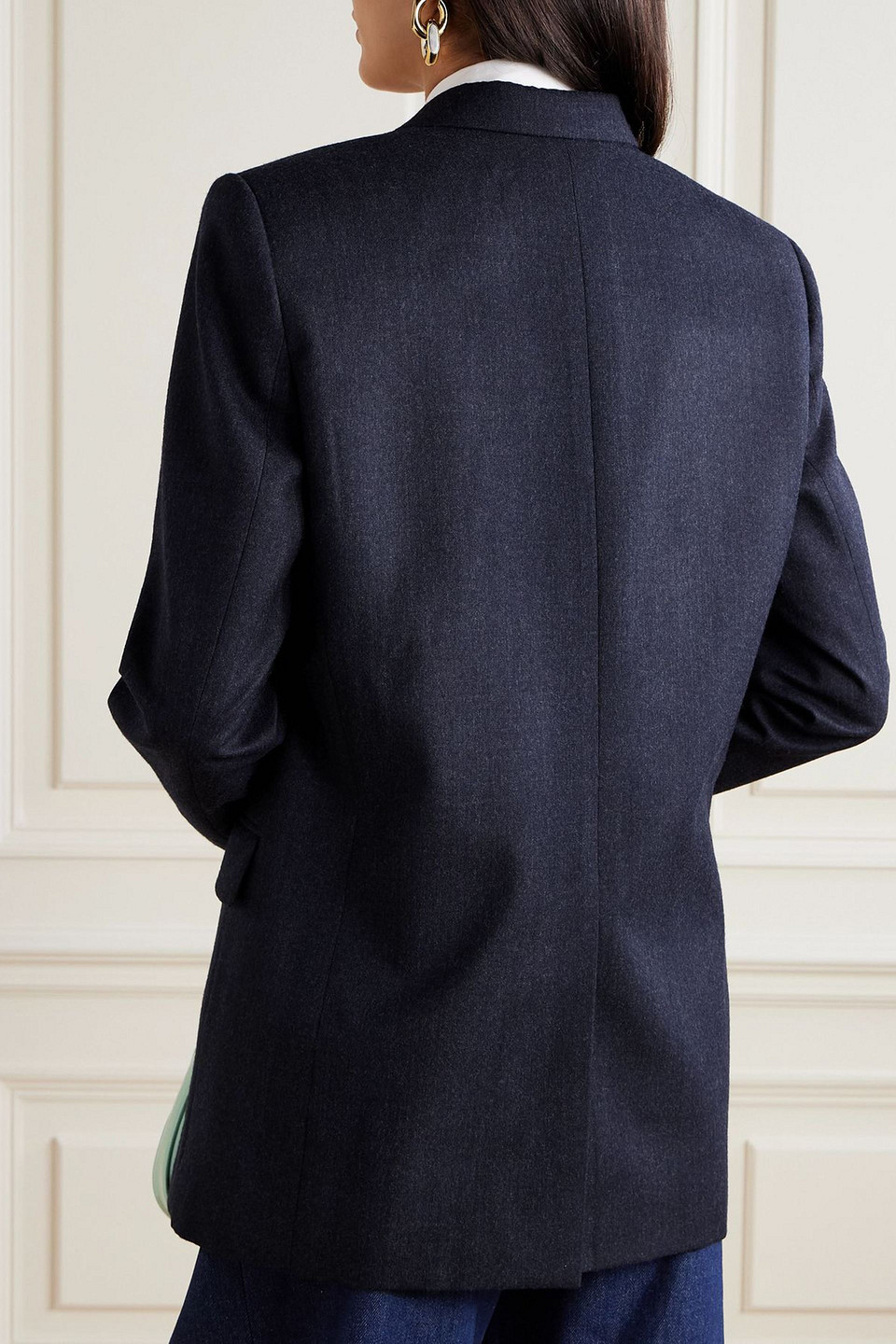Stella Mccartney Wool Blazer With Front Flap Pockets In Blue