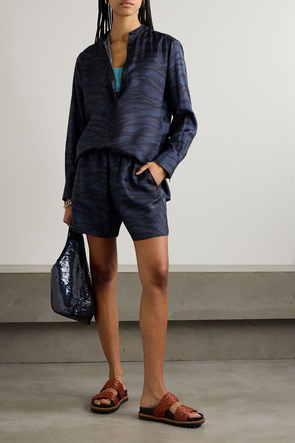 STELLA MCCARTNEY Zebra-print silk-chiffon shirt