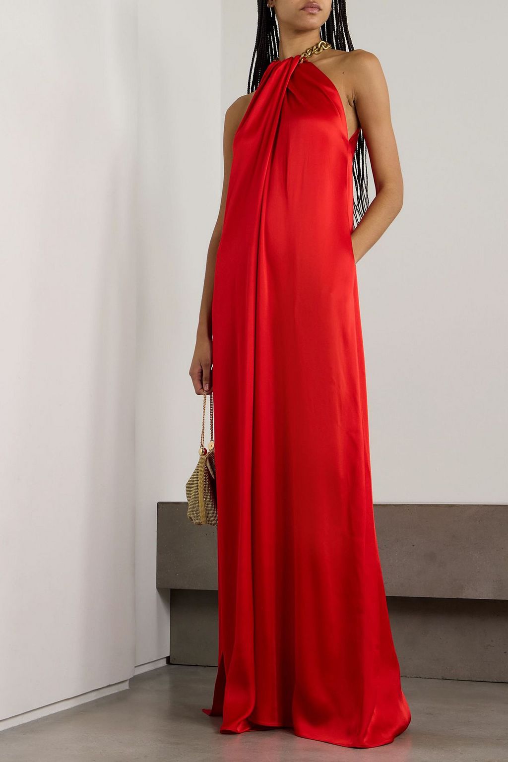 STELLA MCCARTNEY Chain-embellished satin gown