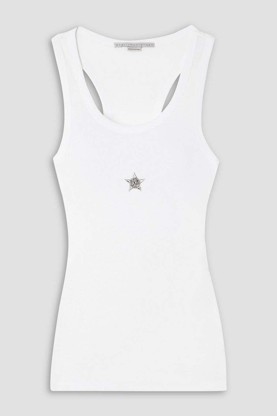 Stella Mccartney Embellished Lyocell And Cotton-blend Jersey Tank In White