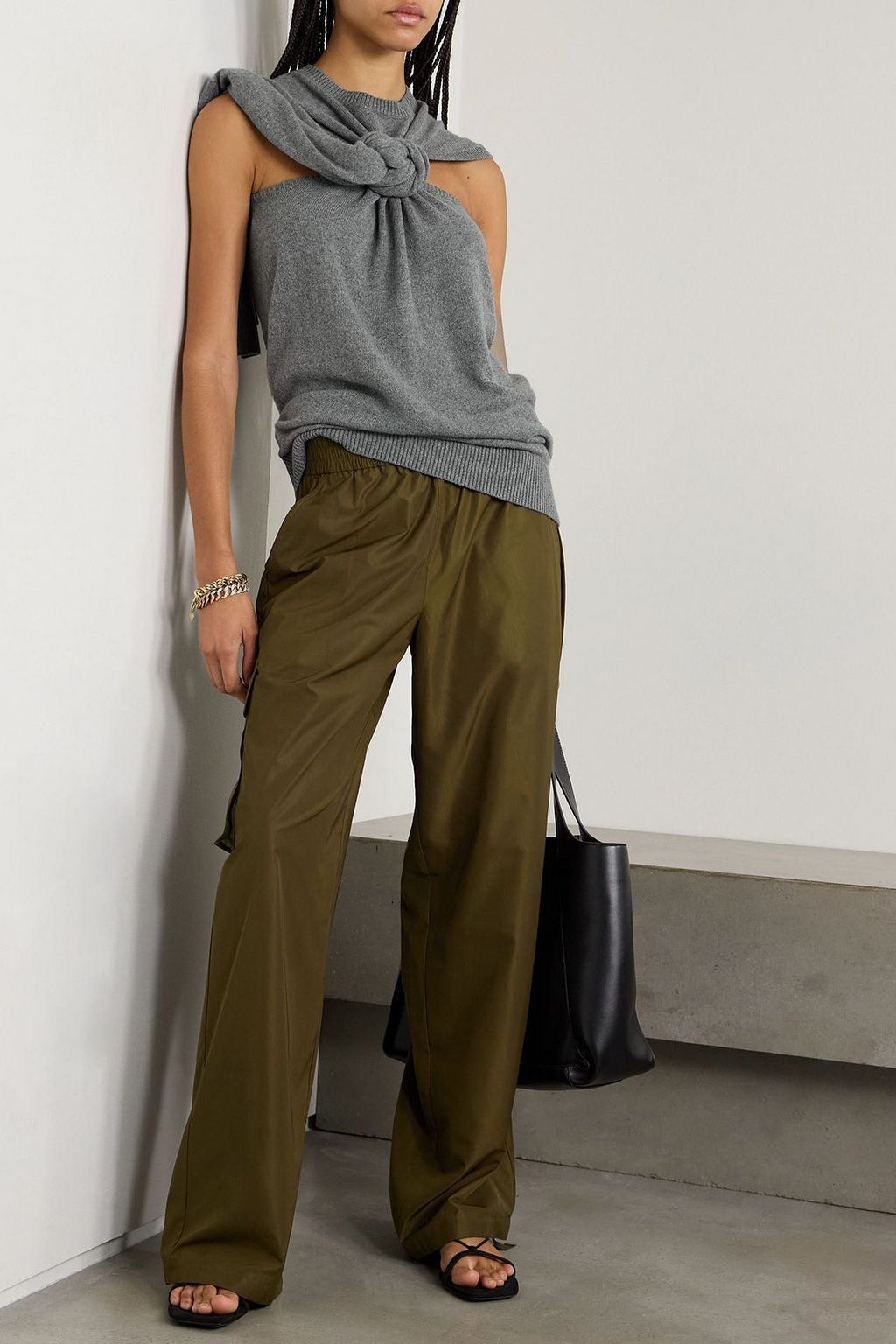 STELLA MCCARTNEY Knotted draped cashmere and wool-blend sweater