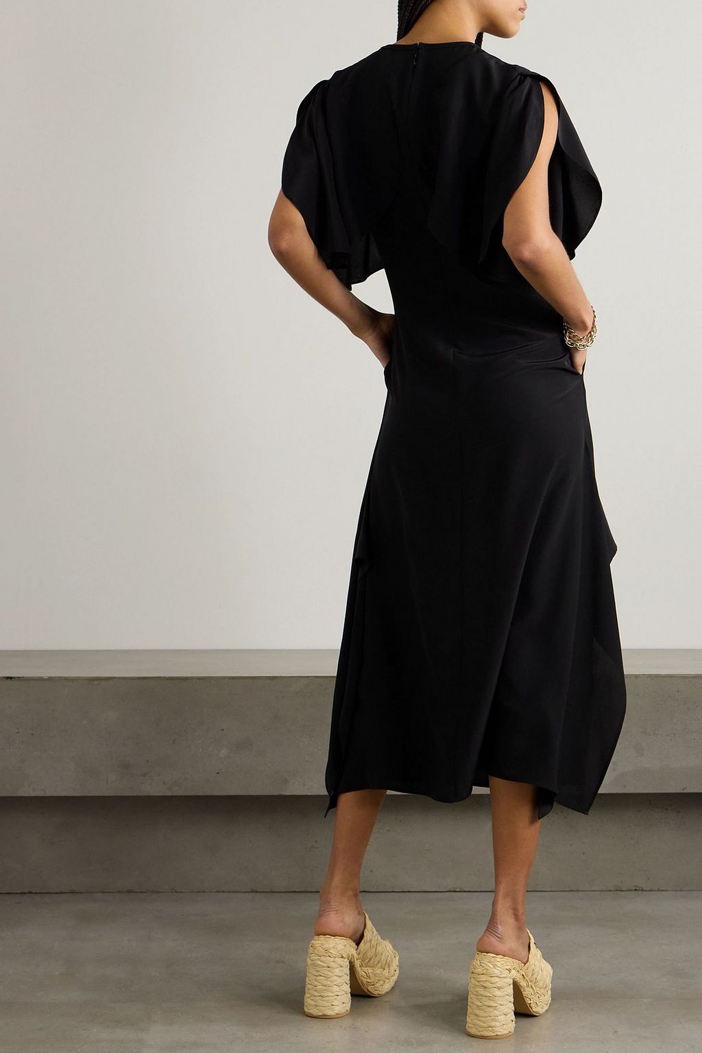 STELLA MCCARTNEY Draped silk-crepe midi dress