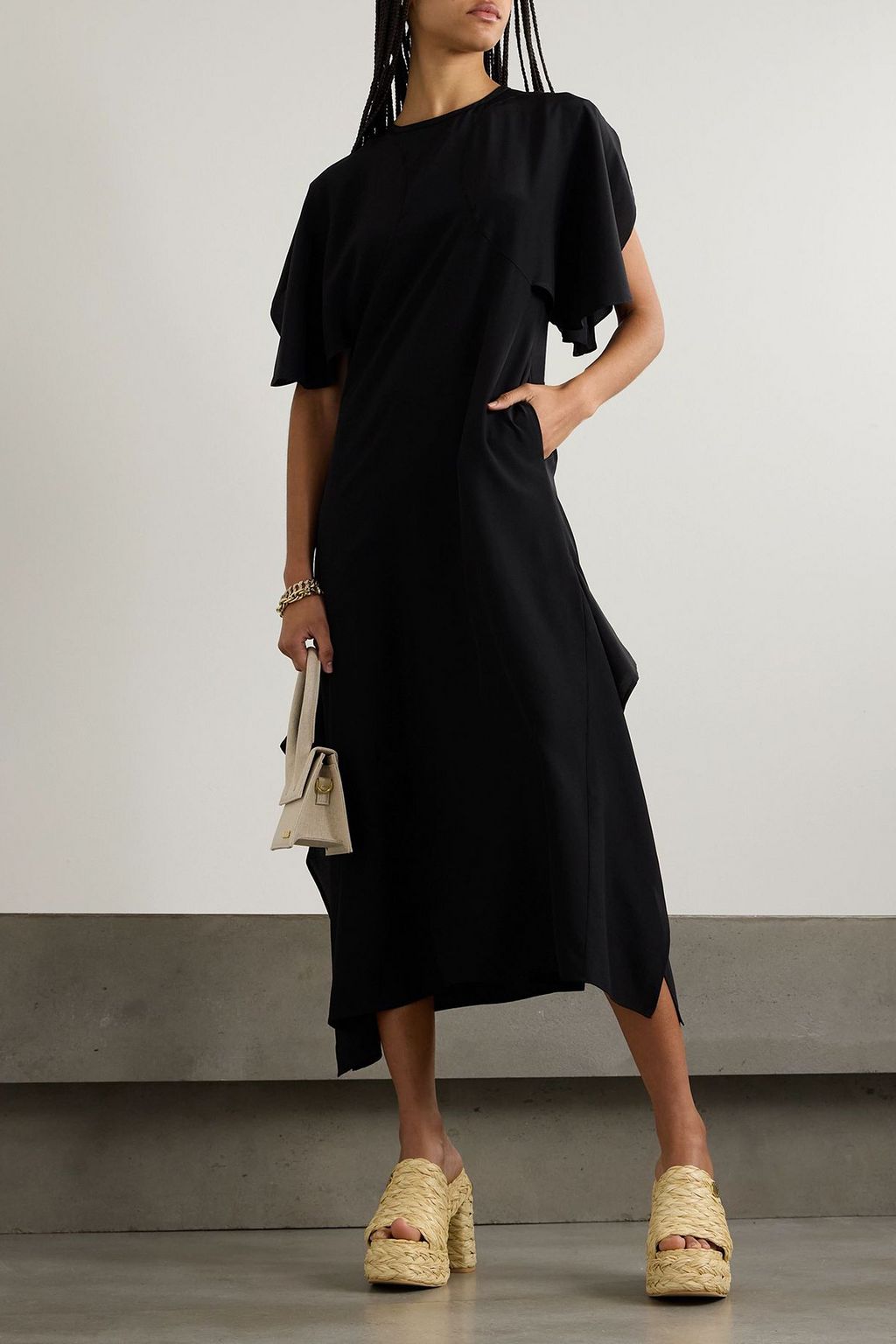STELLA MCCARTNEY Draped silk-crepe midi dress