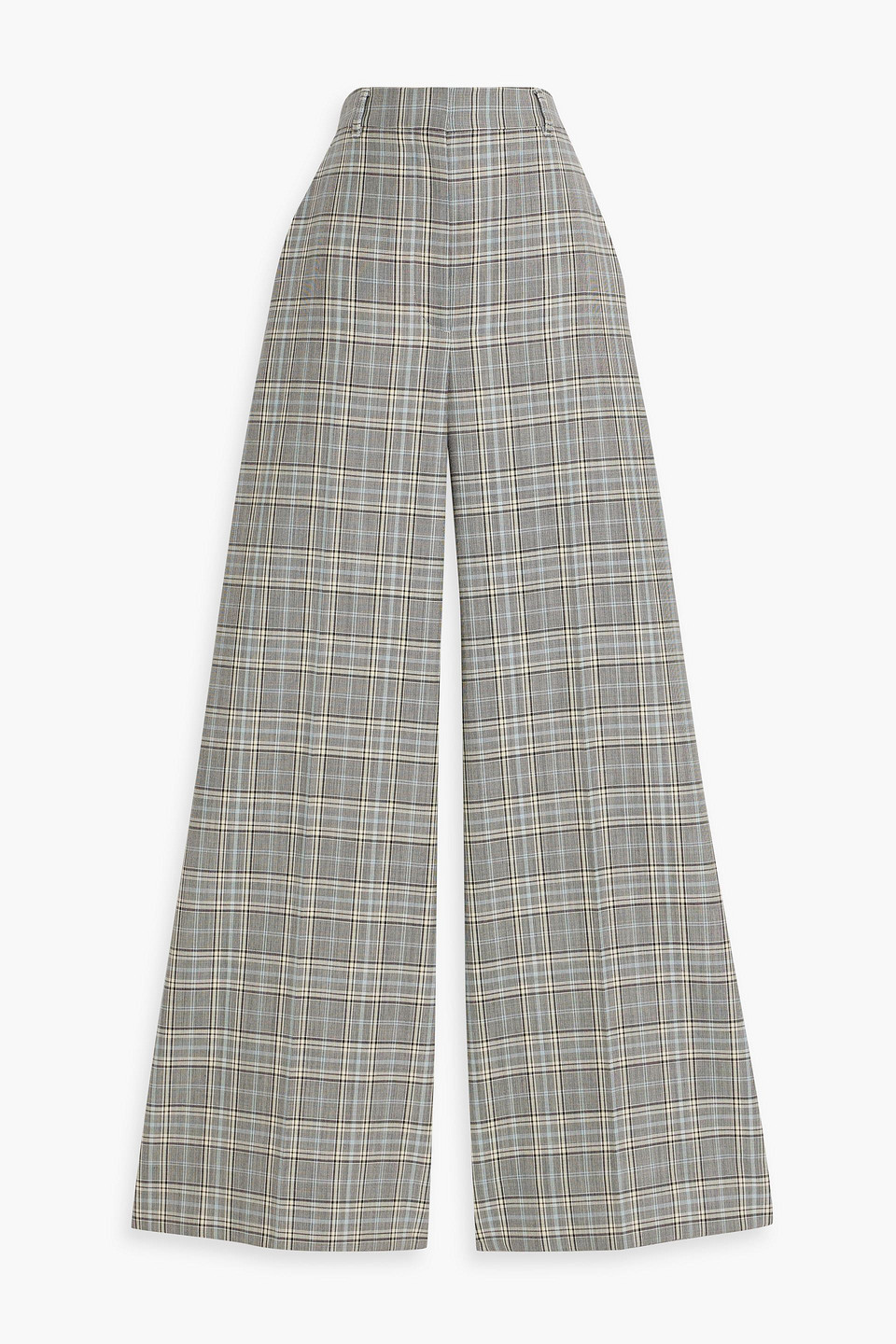 Stella Mccartney Prince Of Wales Checked Wool-tweed Wide-leg Pants In Gray