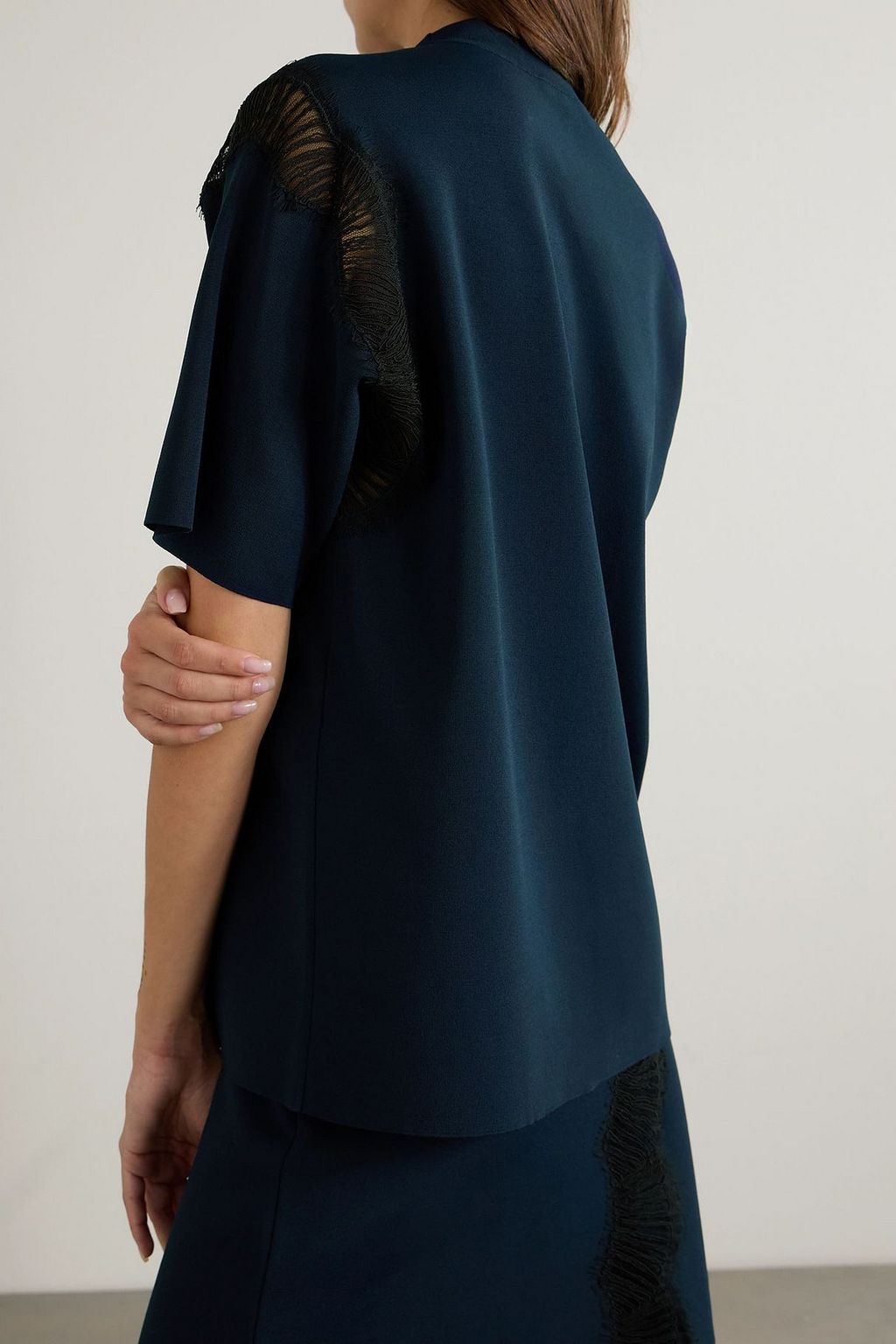 STELLA MCCARTNEY Lace-trimmed jersey T-shirt