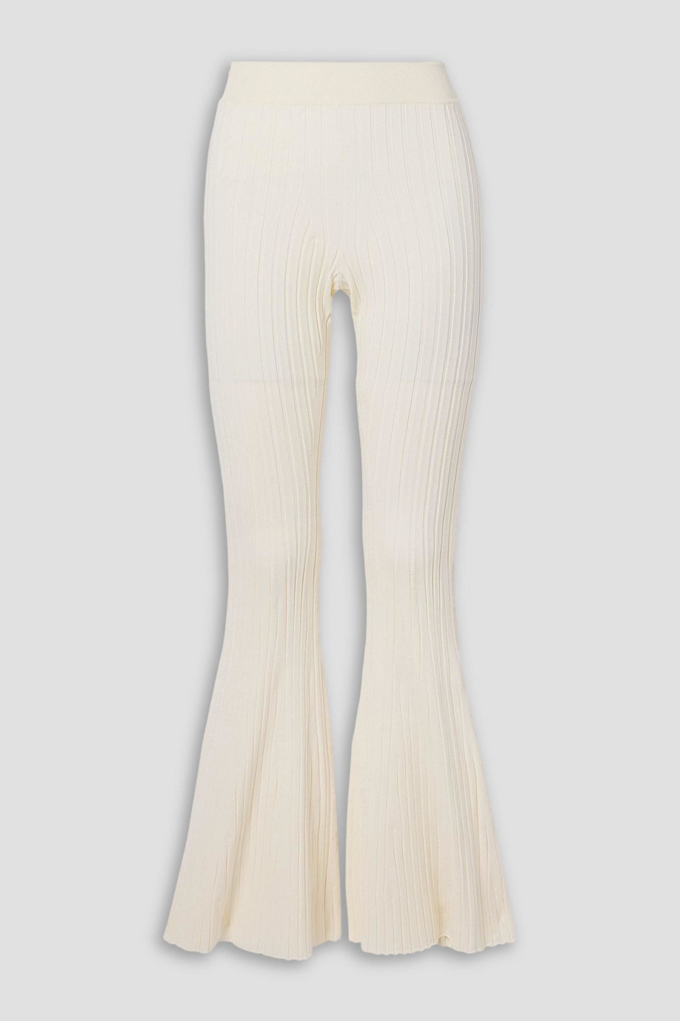 Stella Mccartney Ribbed-knit Flared Pants In White