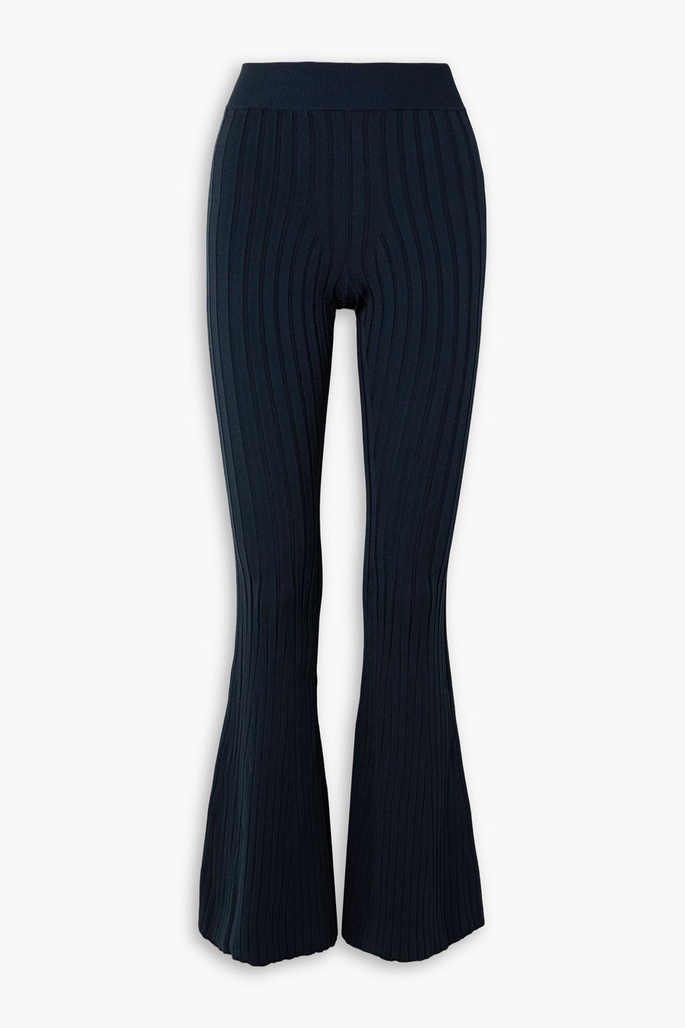 Stella Mccartney Ribbed-knit Flared Pants In Black