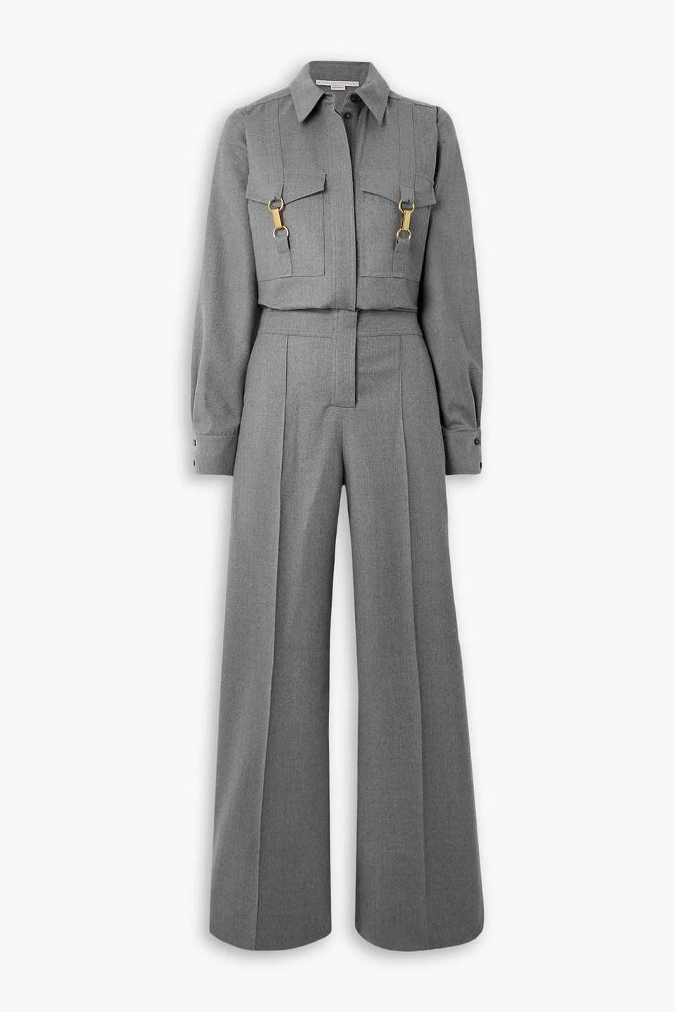 stella mccartney - embellished wool-twill jumpsuit - gray - it 34
