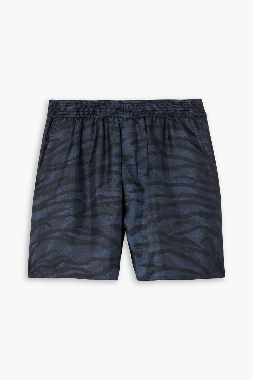 Stella Mccartney Tiger-print Silk-twill Shorts In Blue