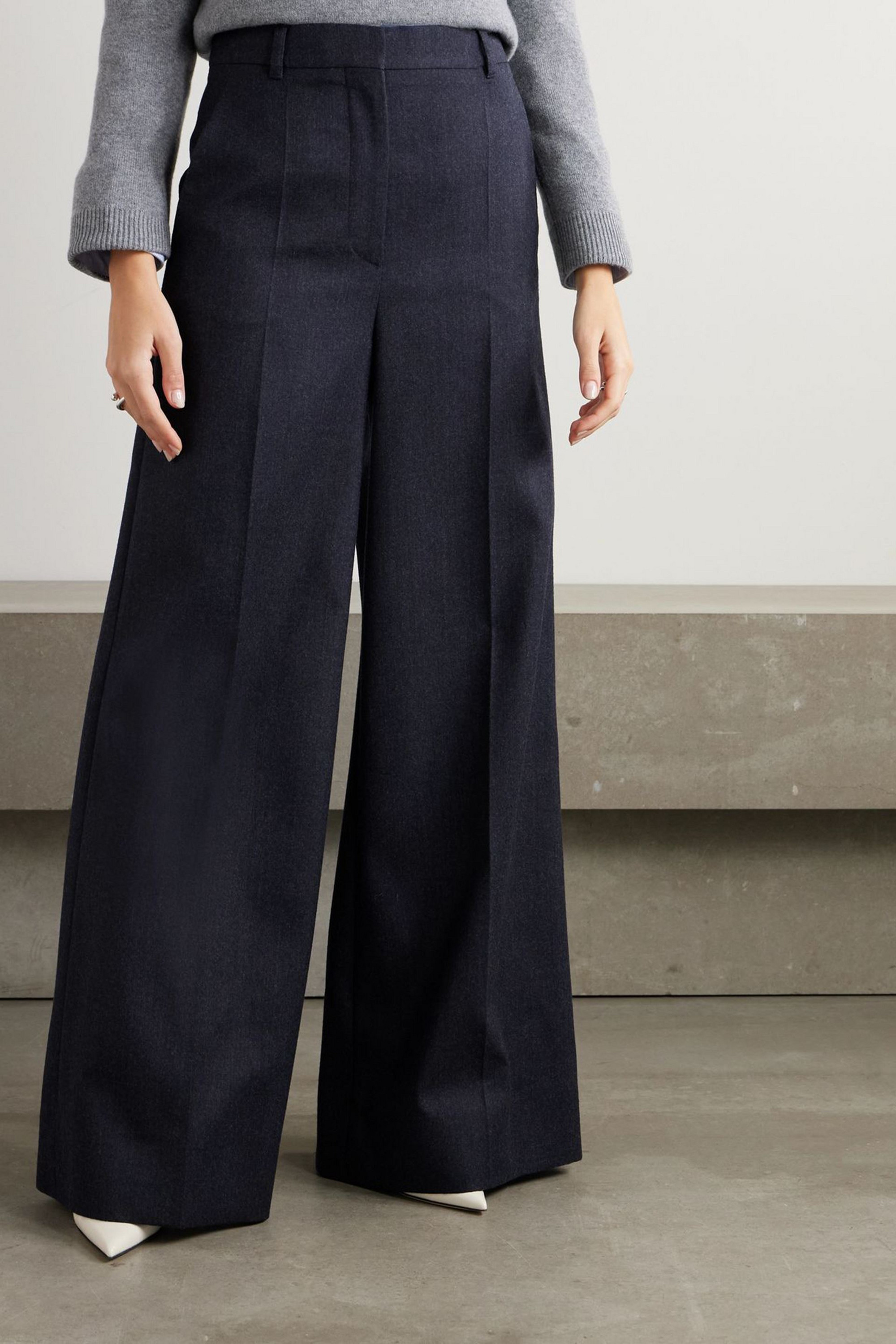 Stella McCartney Pleated wool-twill wide-leg pants