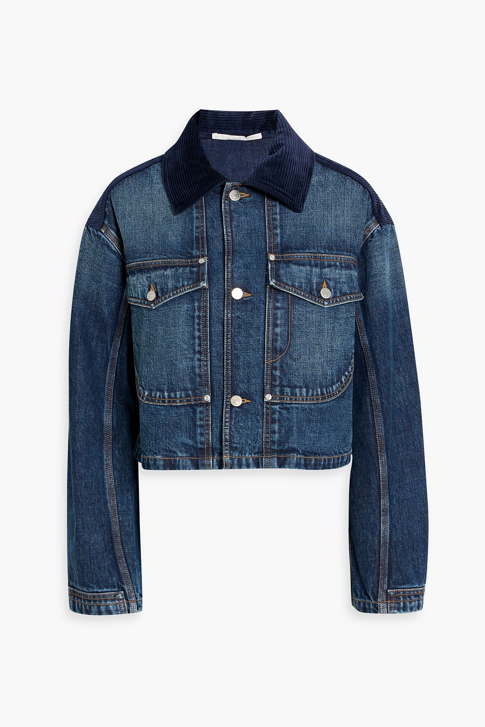 stella mccartney - corduroy-paneled denim jacket - blue - s