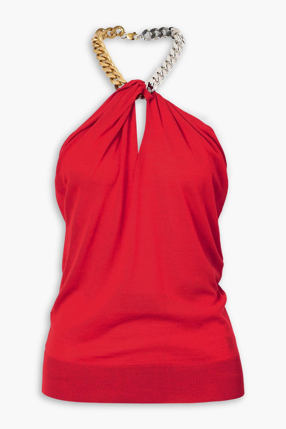 Stella Mccartney Chain-embellished Wool Halterneck Top In Red