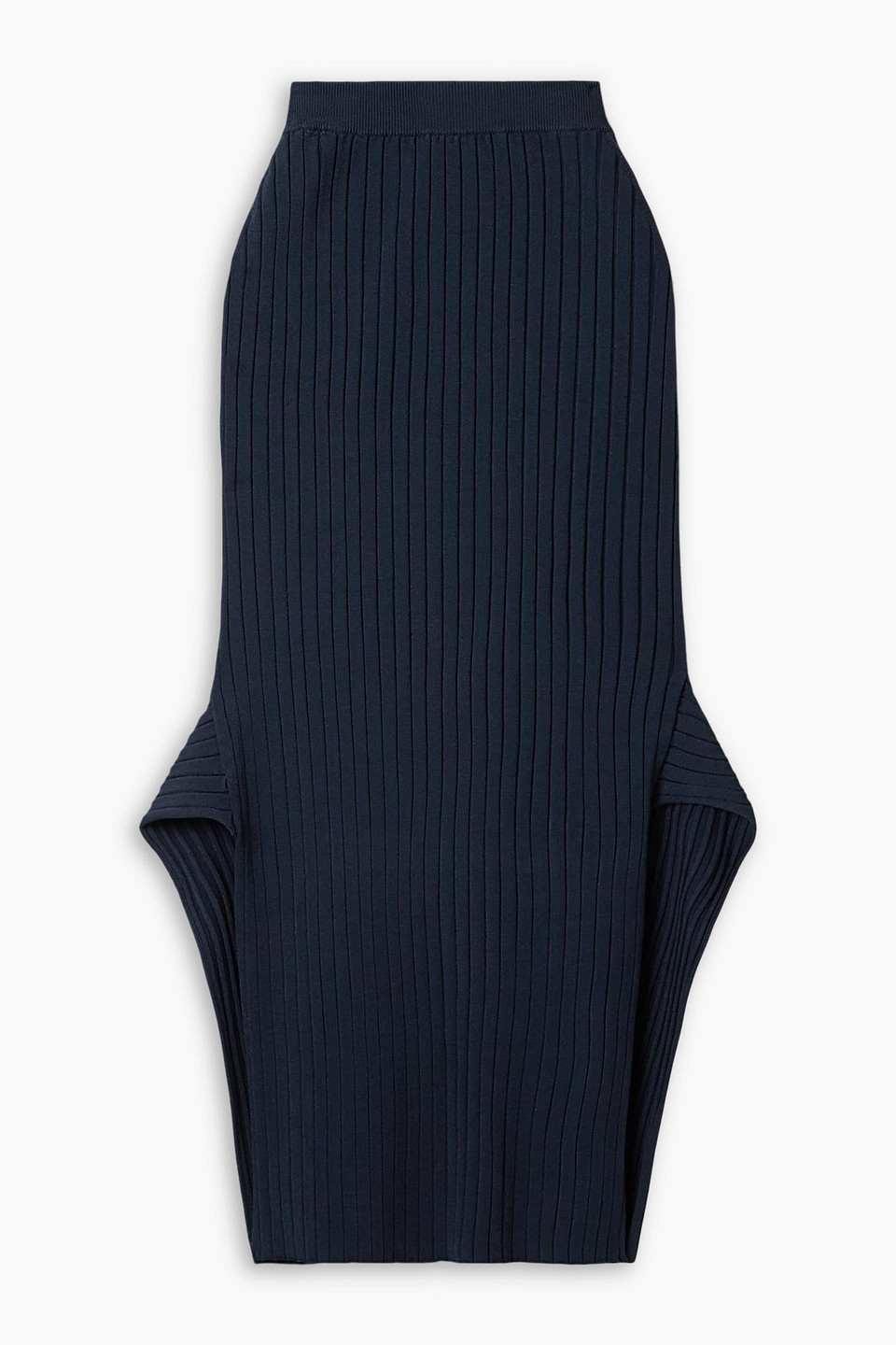 Stella Mccartney Ribbed-knit Midi Skirt In Blue