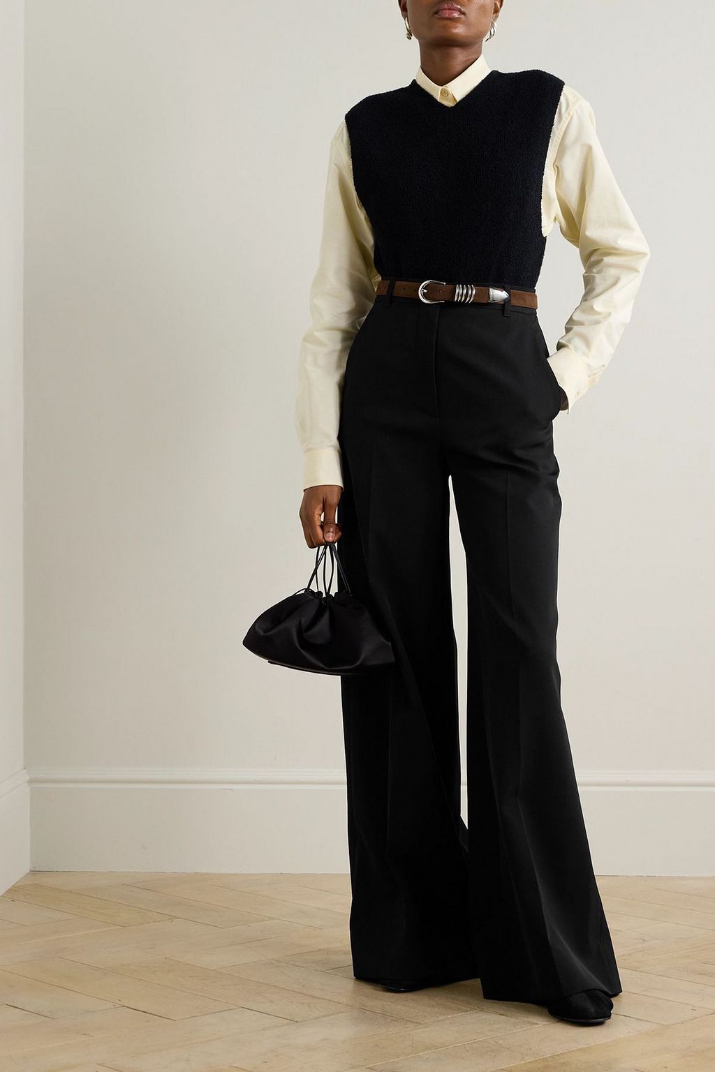 STELLA MCCARTNEY Pleated wool-blend twill wide-leg pants