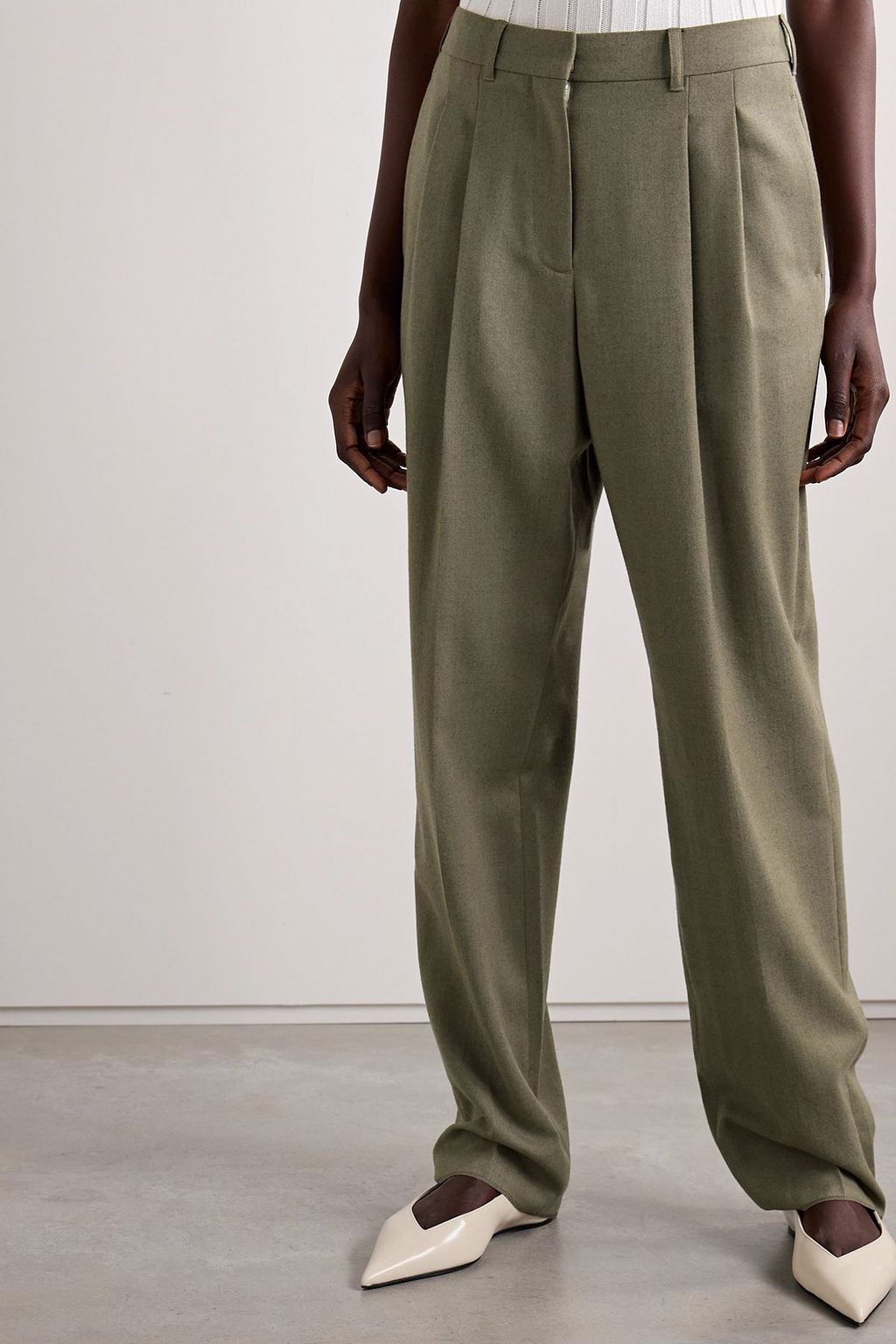 STELLA MCCARTNEY Pleated wool-twill tapered pants