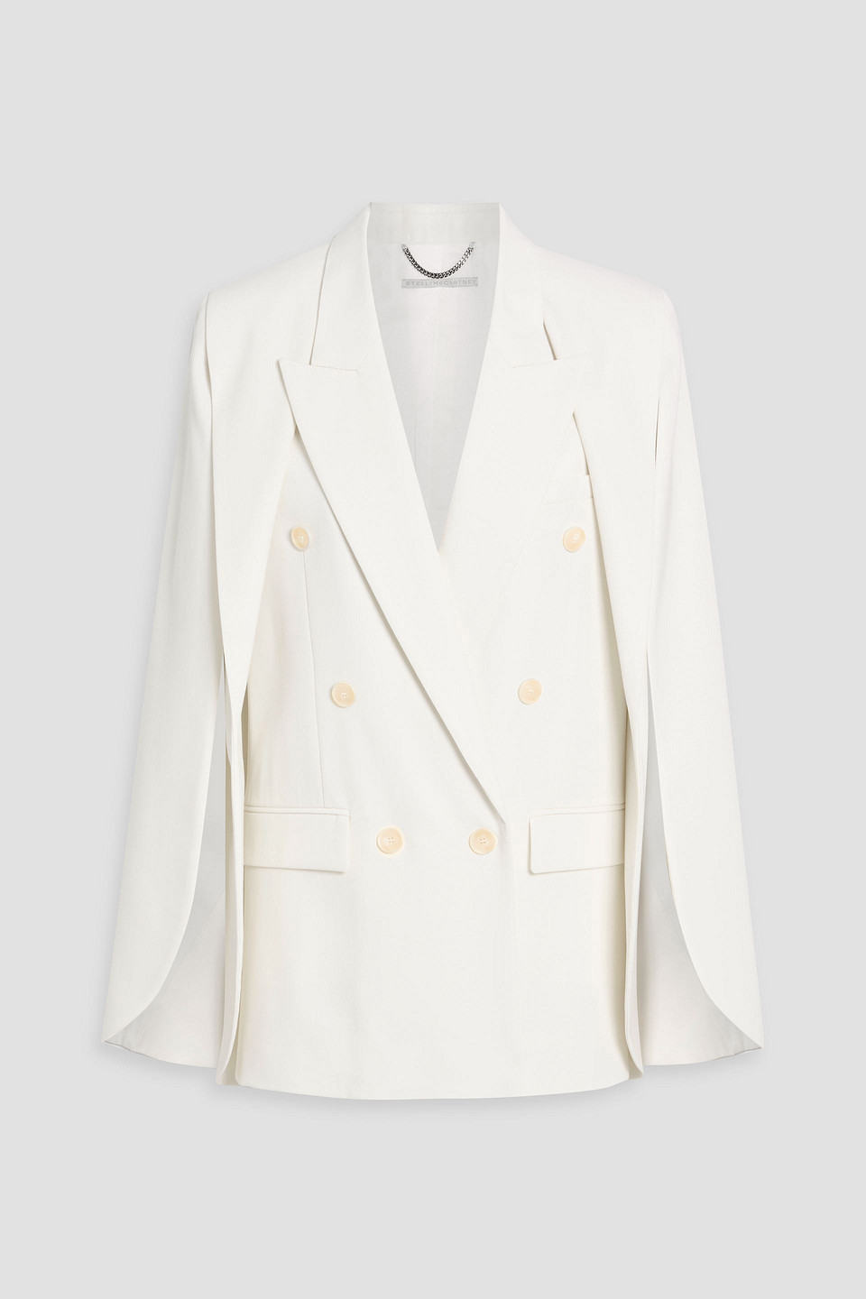 Stella Mccartney Double-breasted Cape-effect Wool-blend Twill Blazer In White