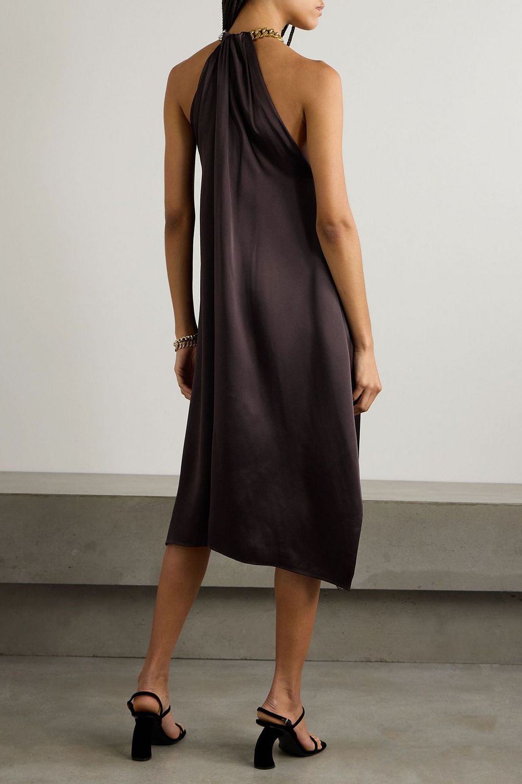 STELLA MCCARTNEY Chain-embellished asymmetric satin dress
