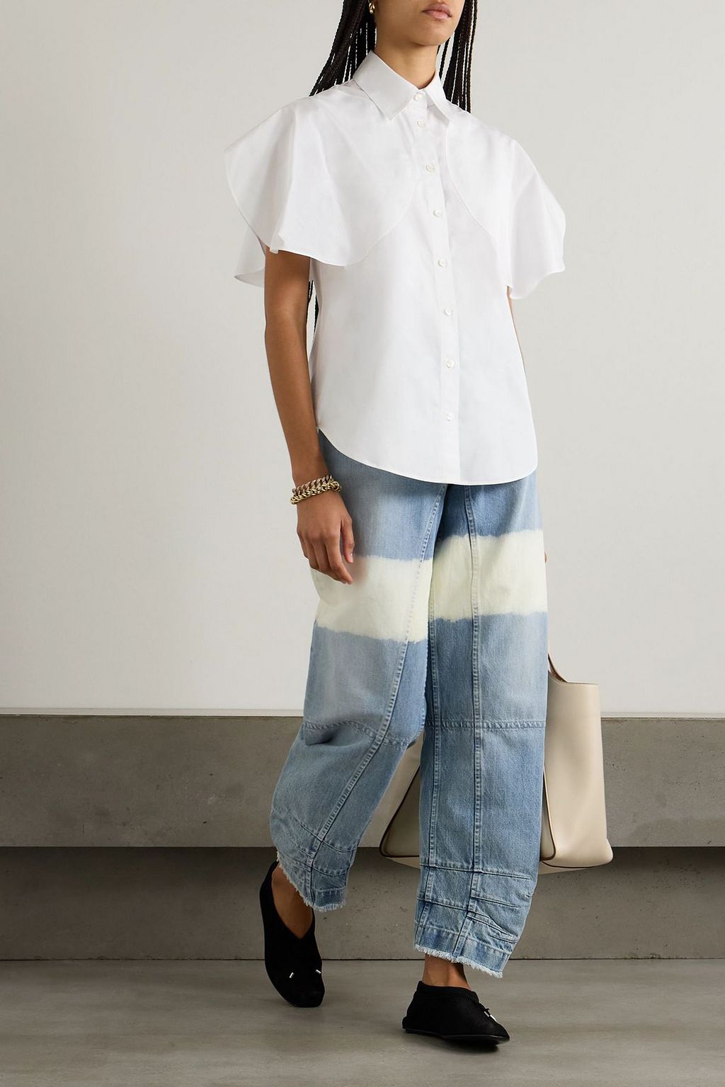 STELLA MCCARTNEY Paneled cotton-poplin shirt