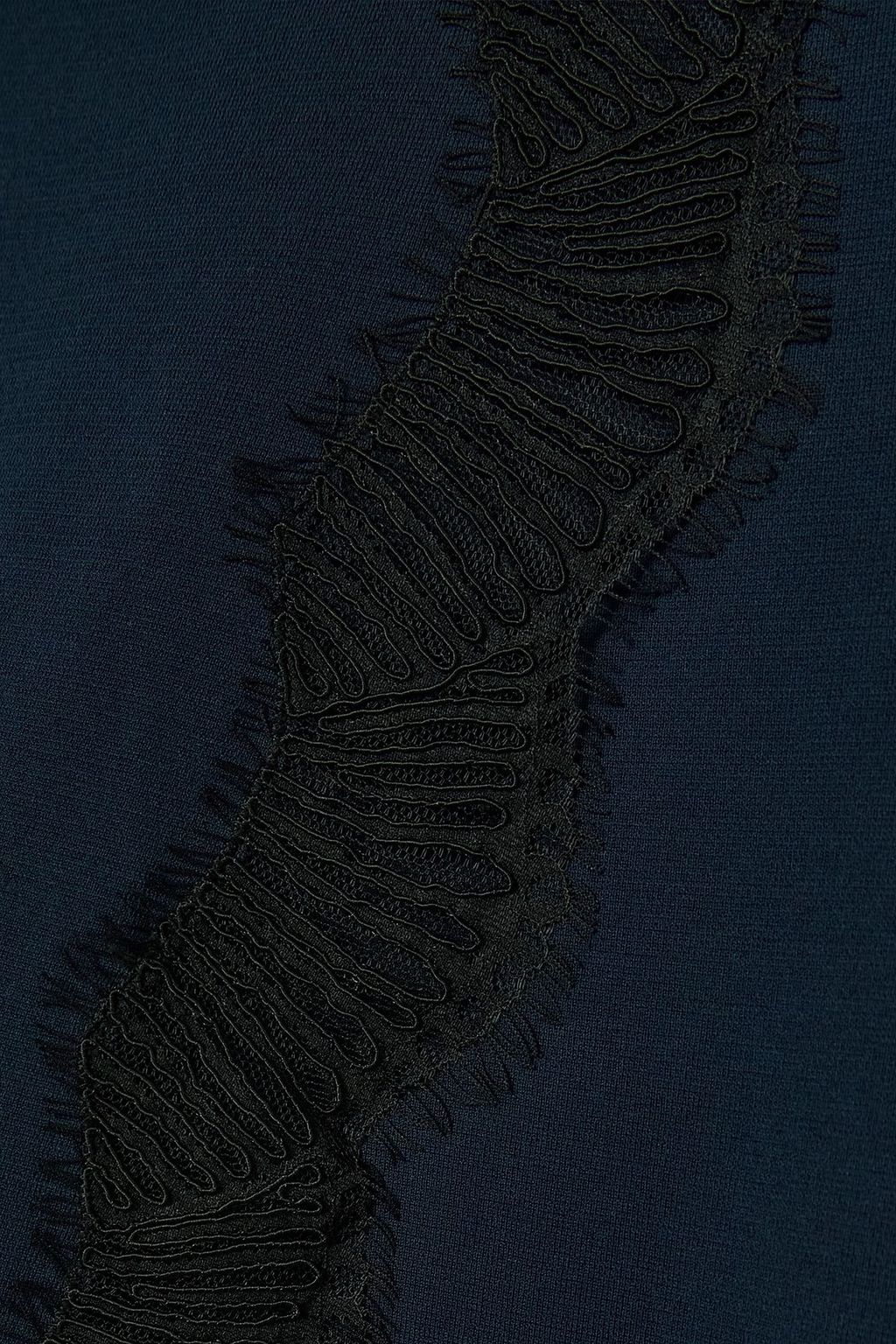 STELLA MCCARTNEY Wrap-effect lace-trimmed jersey midi skirt