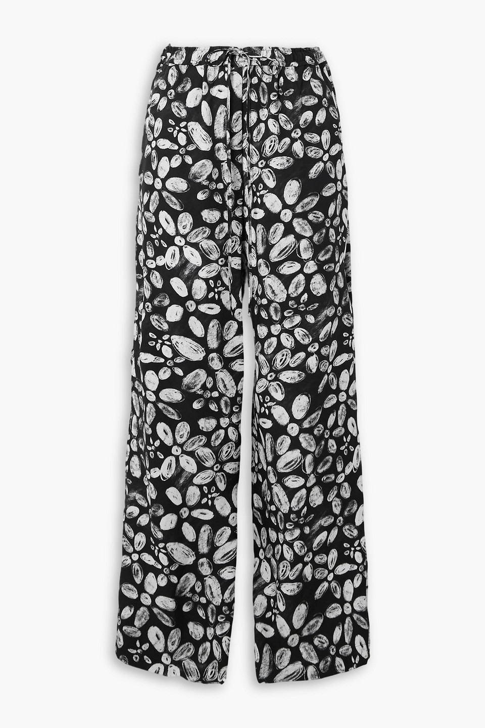 marni - printed crepe straight-leg pants - black - it 36