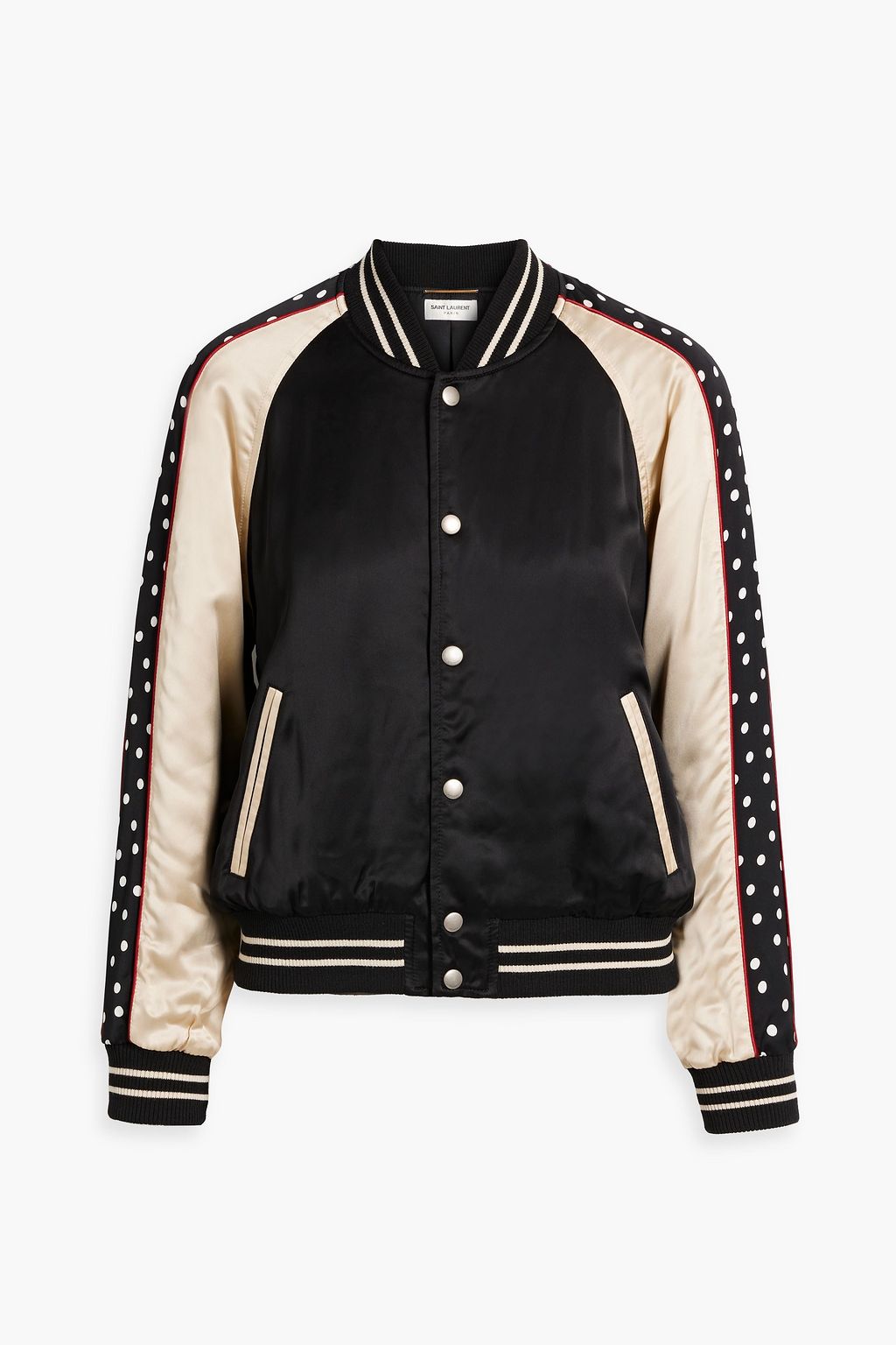 SAINT LAURENT Logo-embroidered satin bomber jacket | THE OUTNET