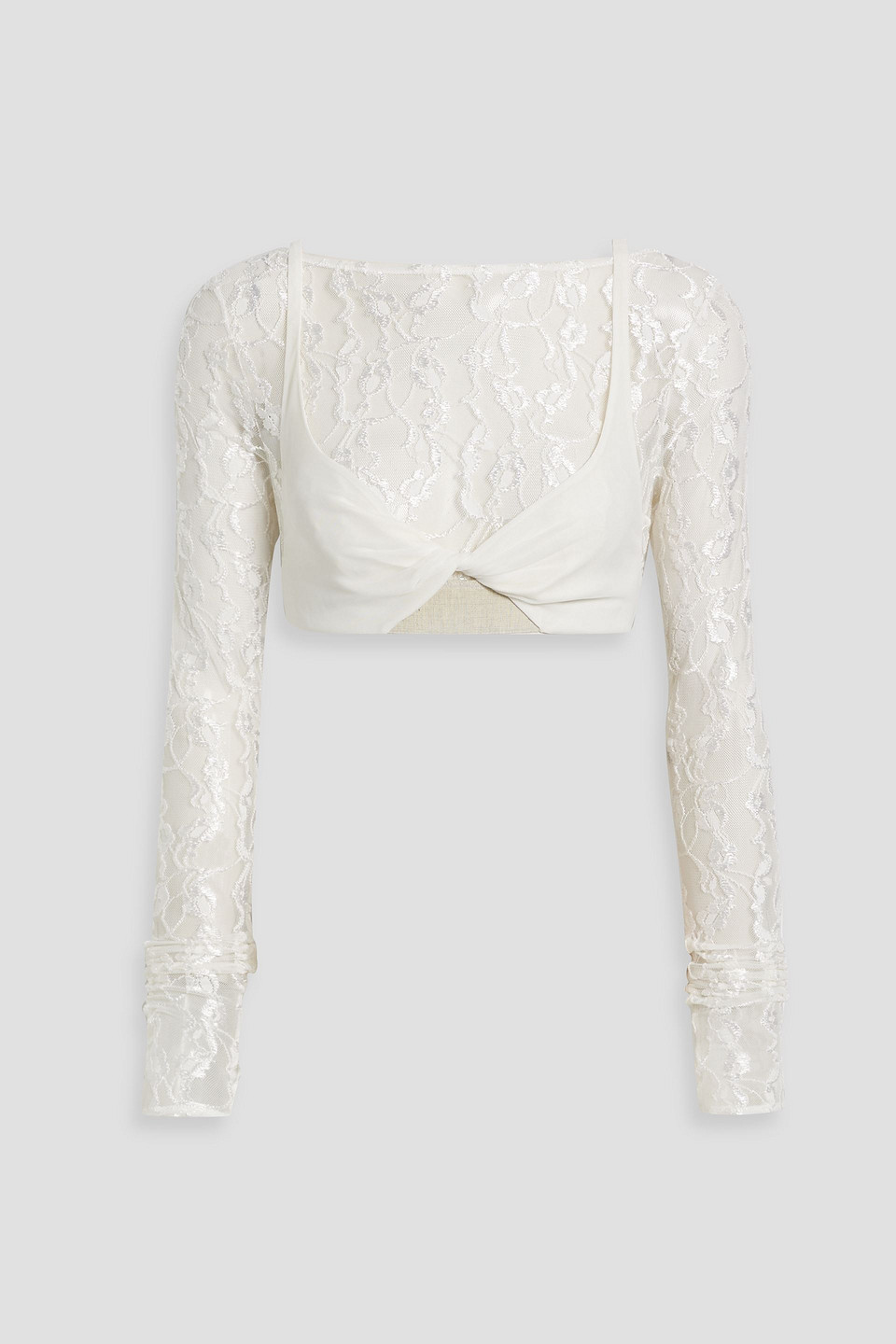 Jacquemus Le Haut Musu Sheer Lace Crop Top In White