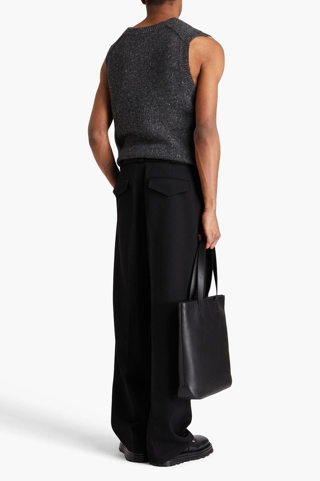 JIL SANDER Belted grain de poudre wool pants