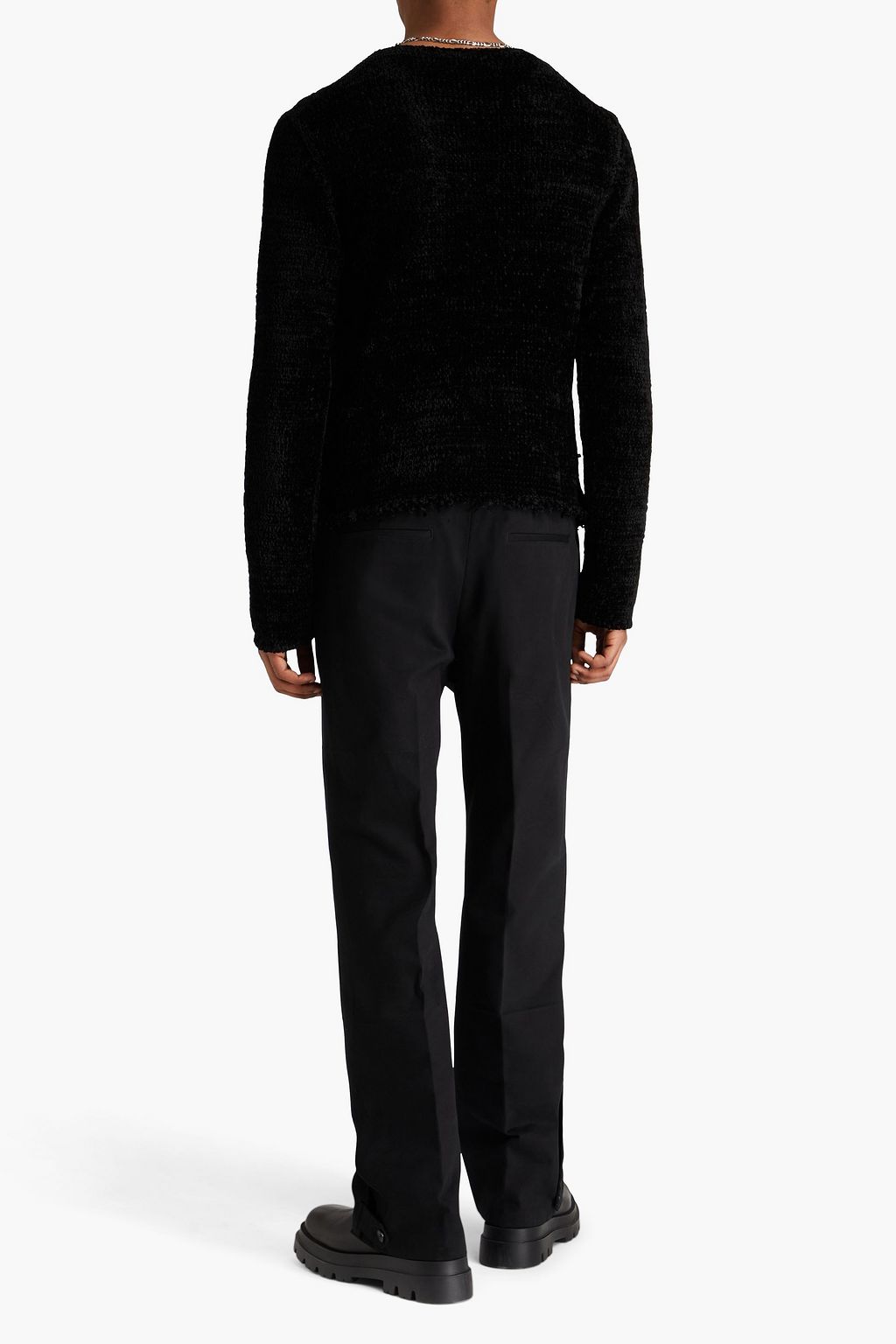 JIL SANDER Distressed silk and cotton-blend chenille sweater