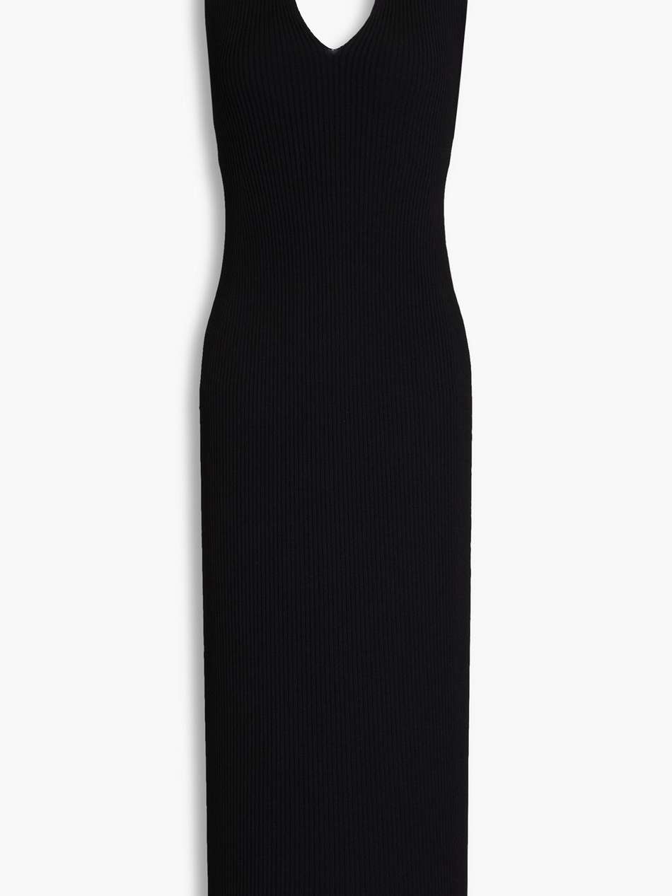 ribbed-knit halterneck midi dress