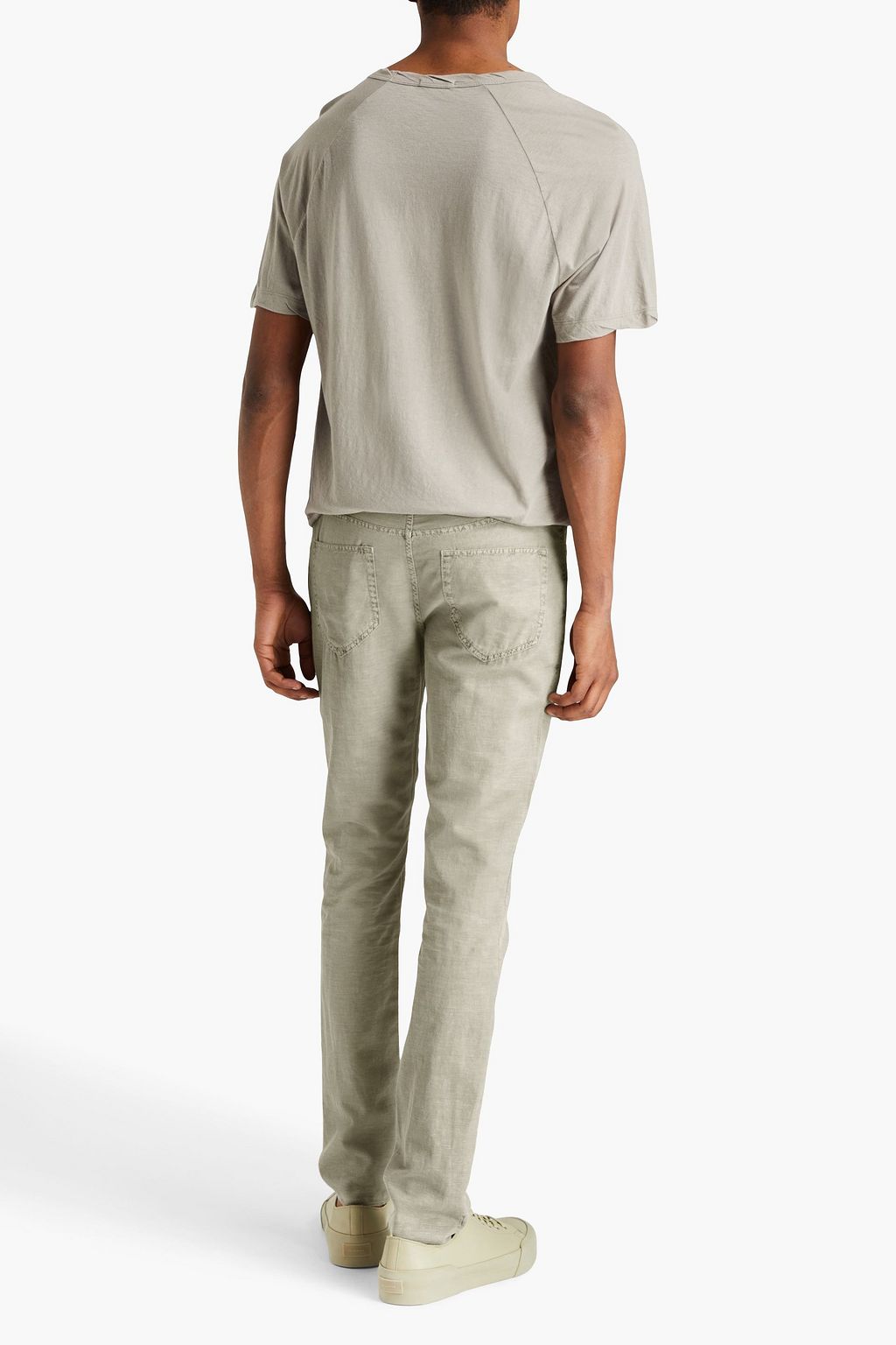 JAMES PERSE Stretch cotton and linen-blend twill pants