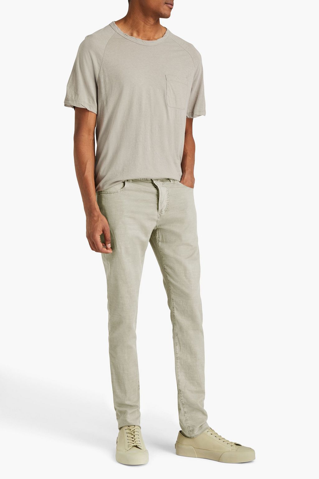 JAMES PERSE Stretch cotton and linen-blend twill pants