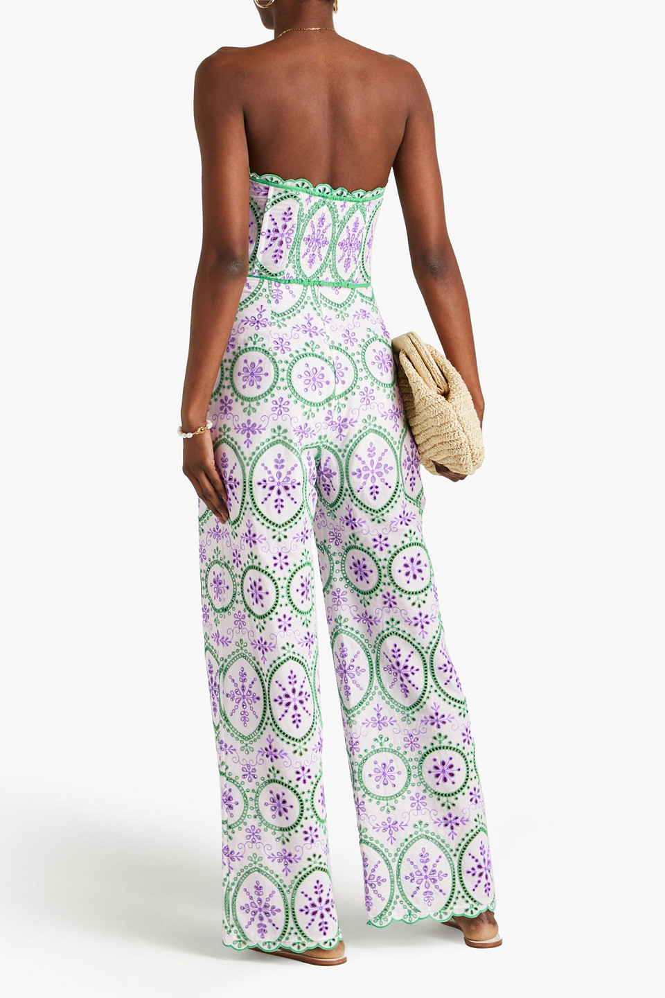 CHARO RUIZ BRIGID BRODERIE ANGLAISE COTTON-BLEND WIDE-LEG PANTS