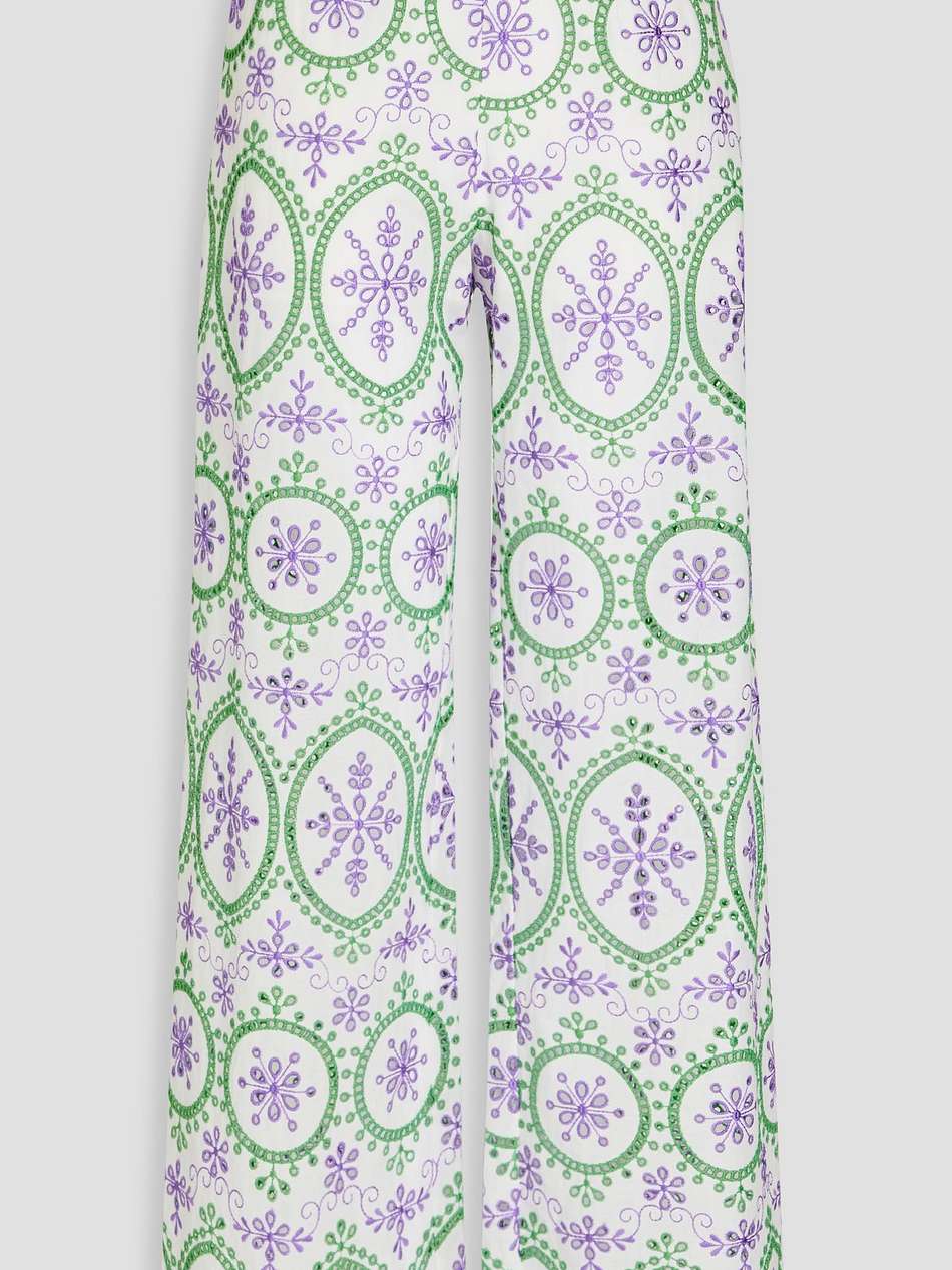 brigid broderie anglaise cotton-blend wide-leg pants
