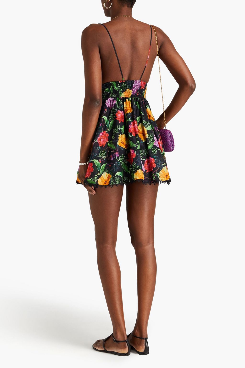 CHARO RUIZ IBIZA Issya scalloped floral-print cotton-blend voile mini dress