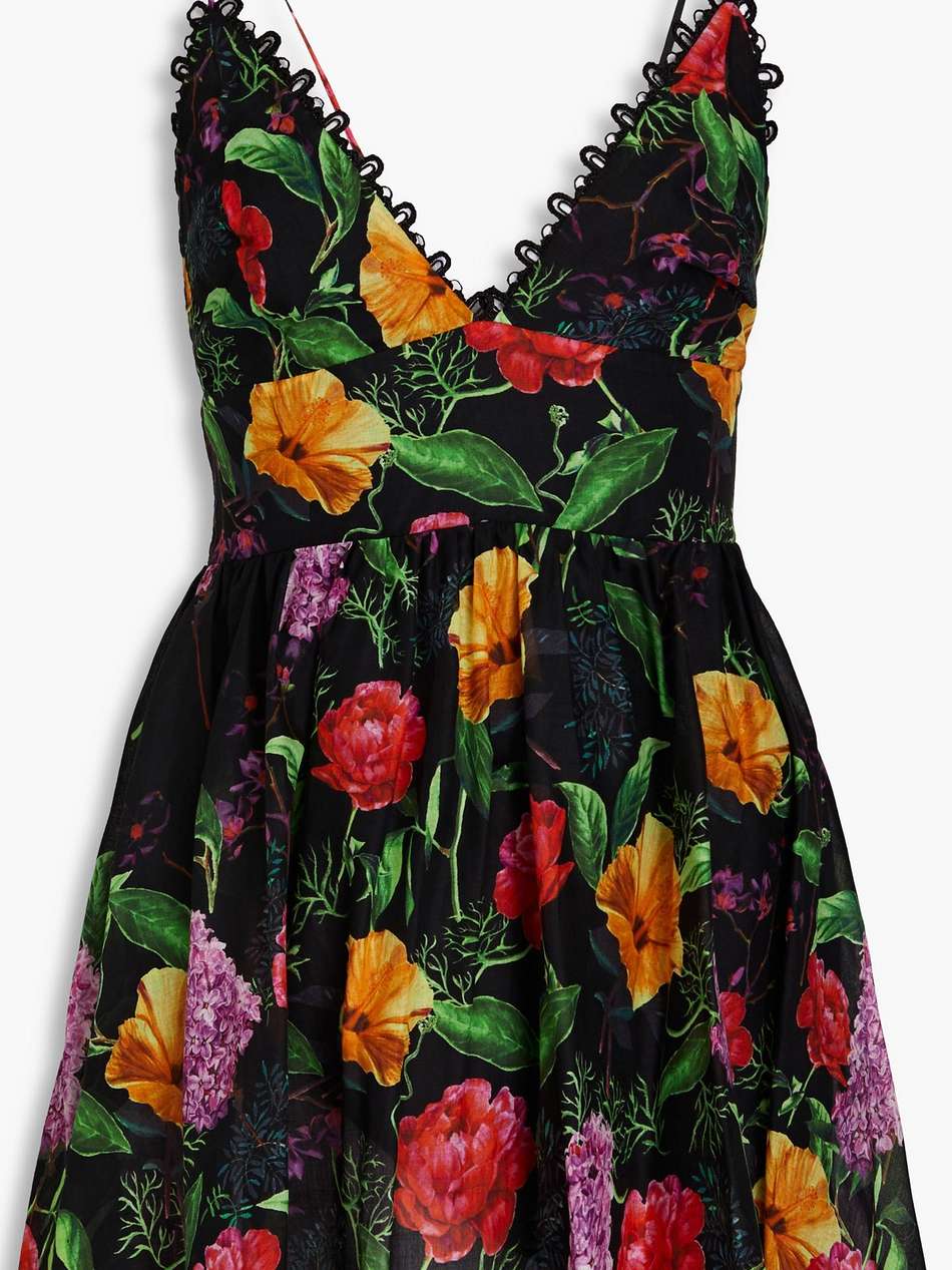 issya floral-print cotton-blend voile mini dress