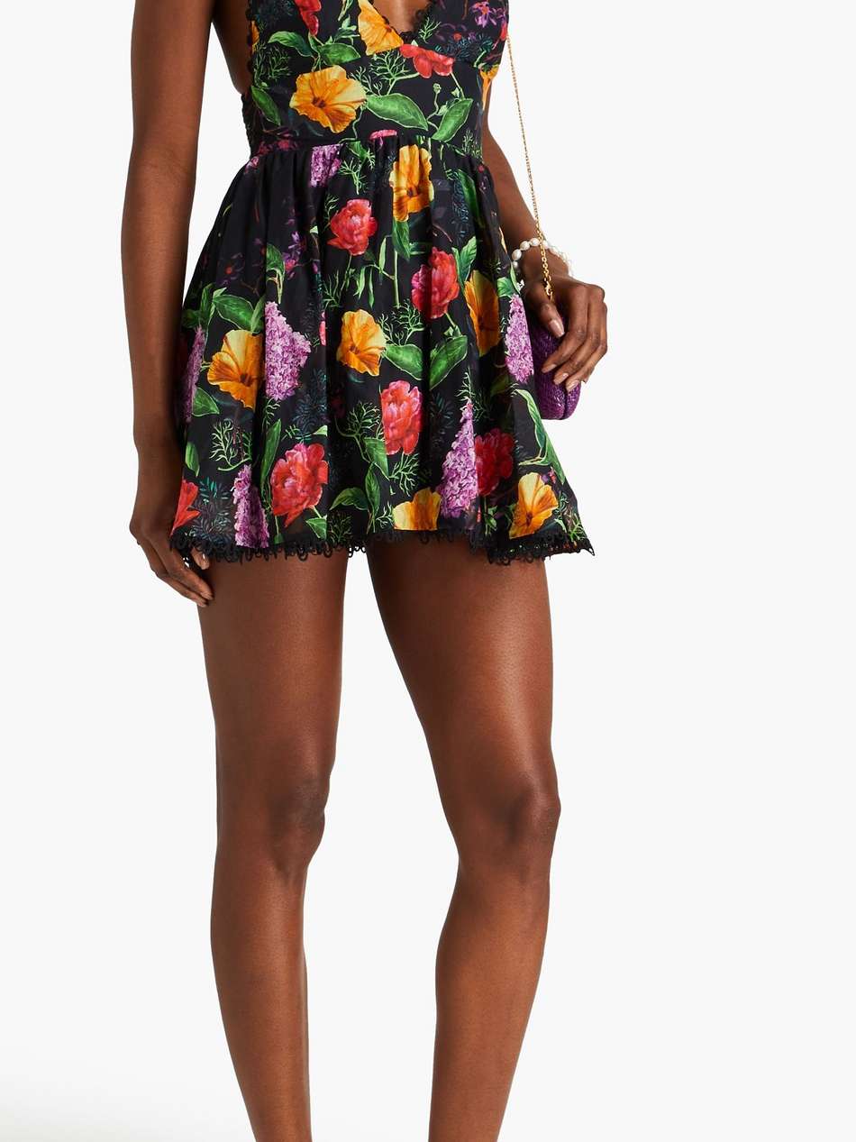 issya floral-print cotton-blend voile mini dress