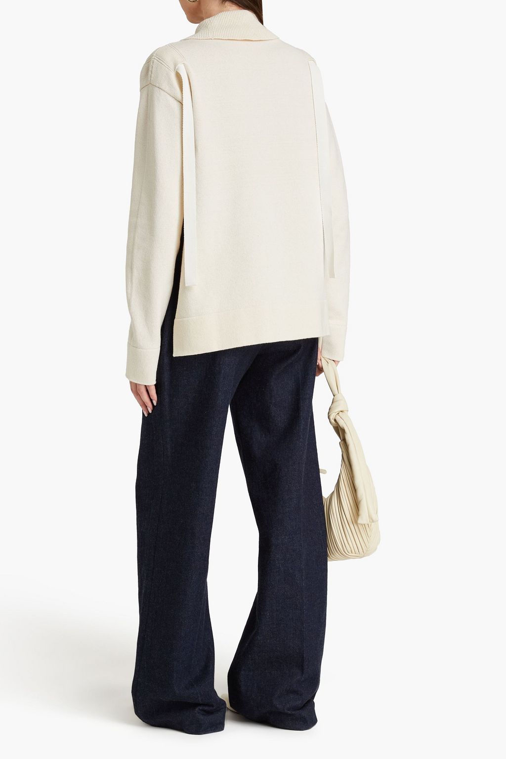 JIL SANDER كنزة رياضية مصنوعة من مزيج من القطن ومزينة برقعة زخرفية
