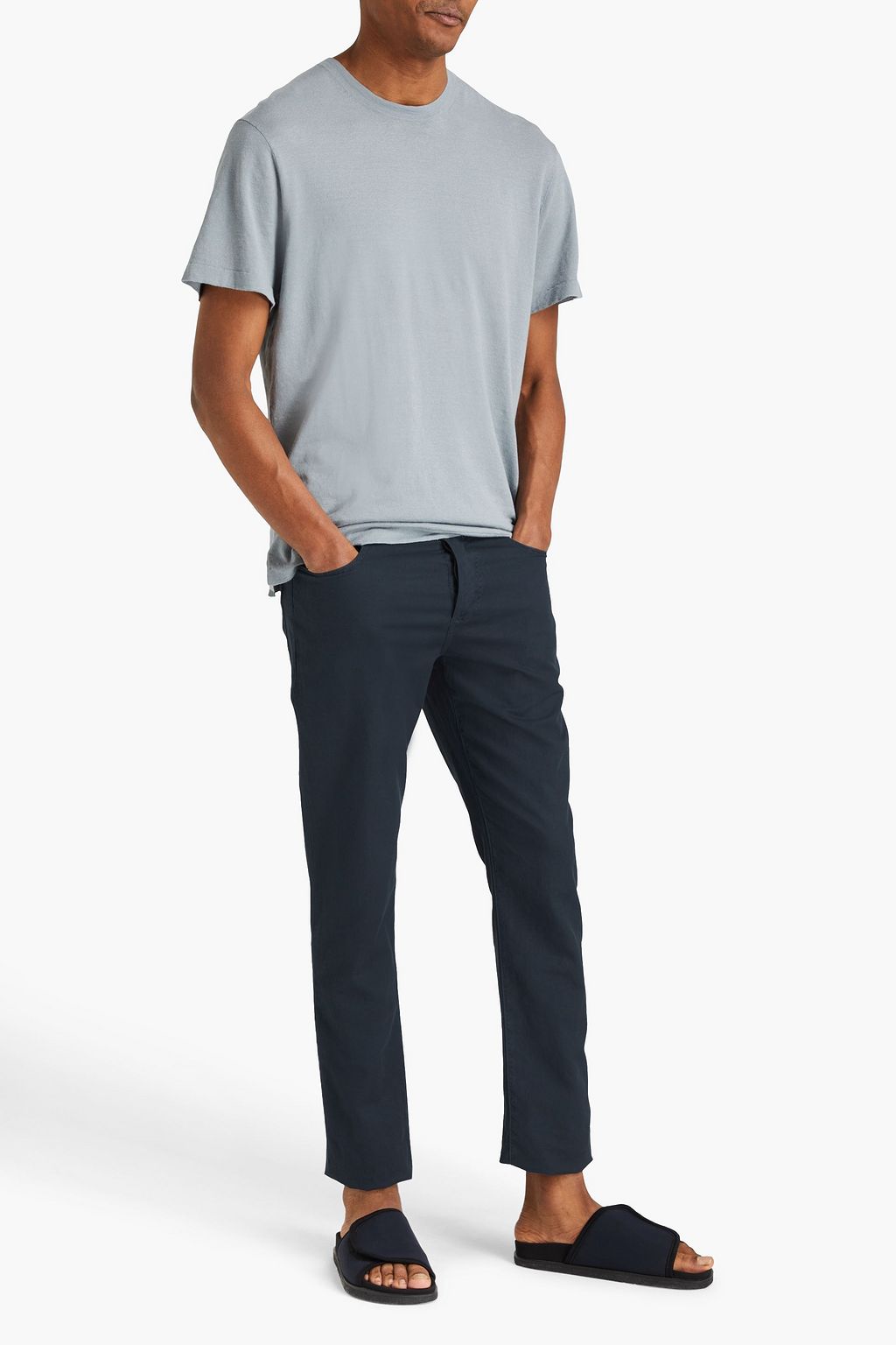 JAMES PERSE Stretch cotton and linen-blend twill pants