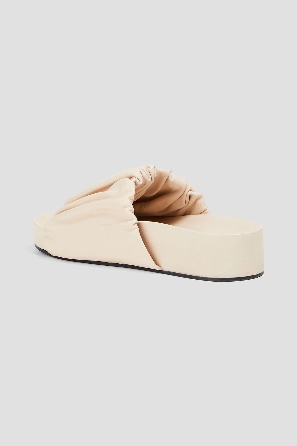 JIL SANDER 루쉬 디테일 가죽 슬라이드 샌들