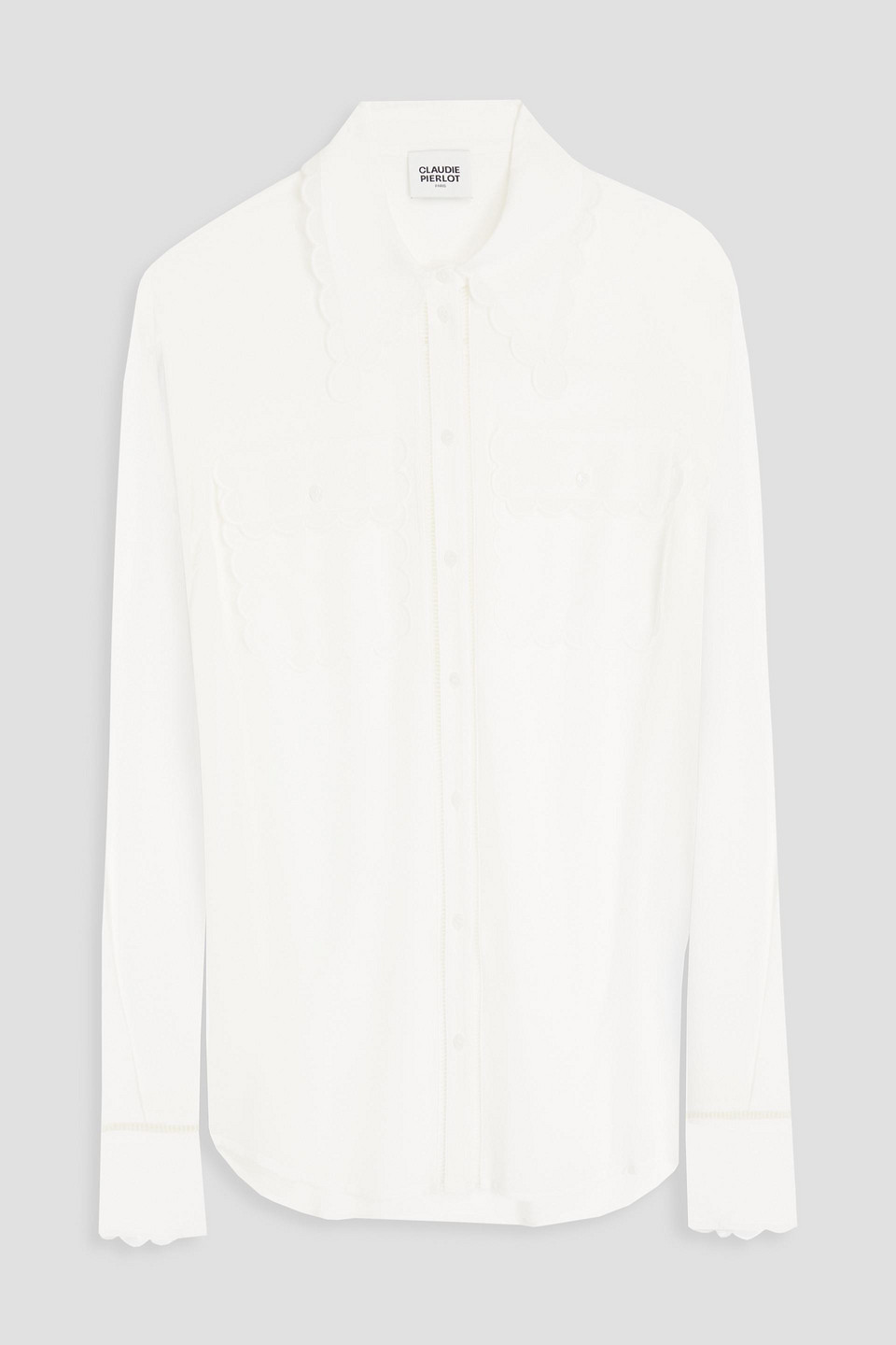 Claudie Pierlot Silk Crepe De Chine Shirt In Brown