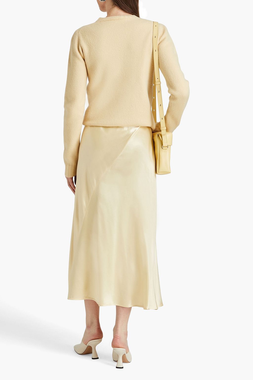 JIL SANDER 크레이프 새틴 미디 스커트