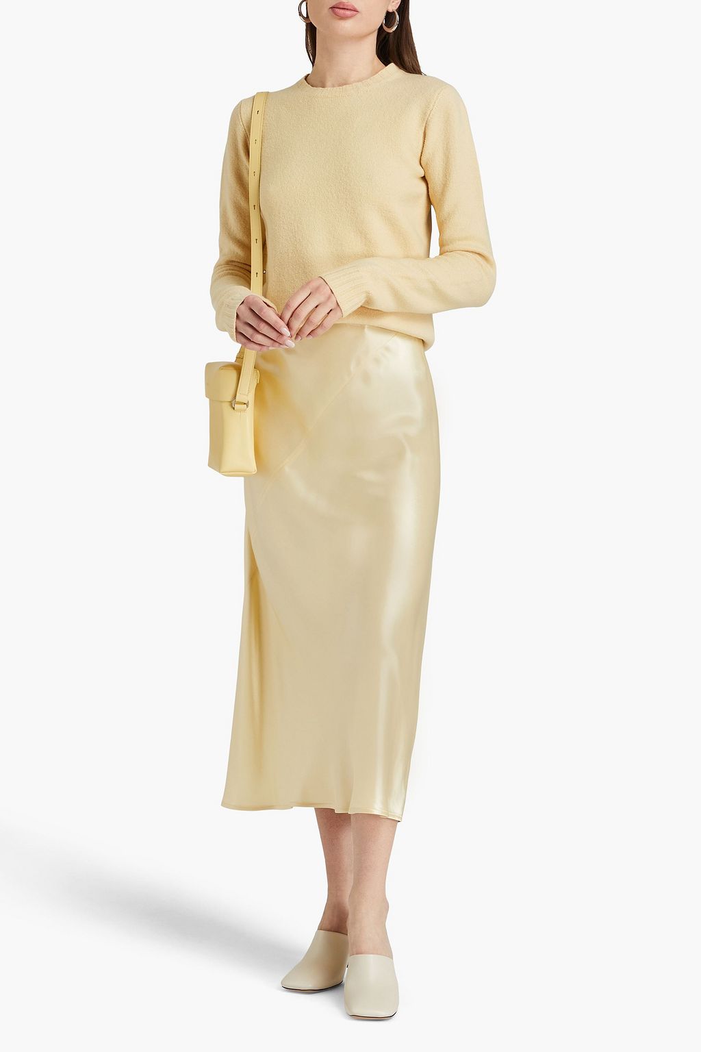 JIL SANDER 크레이프 새틴 미디 스커트